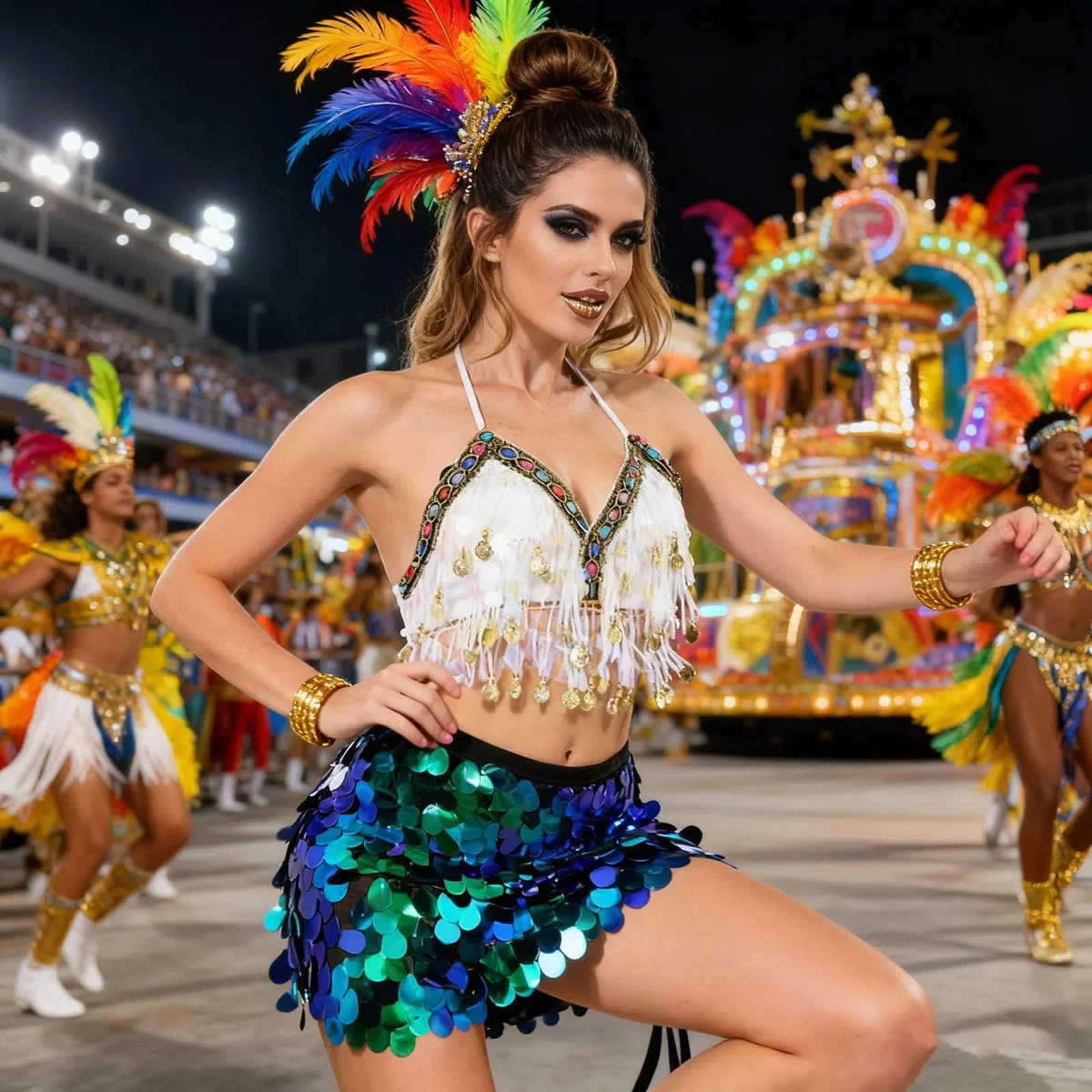 Gonna per danza del ventre, sopra il ginocchio, con paillettes, da sirena, da avvolgere ai fianchi, per rave, carnevale, costume da donna