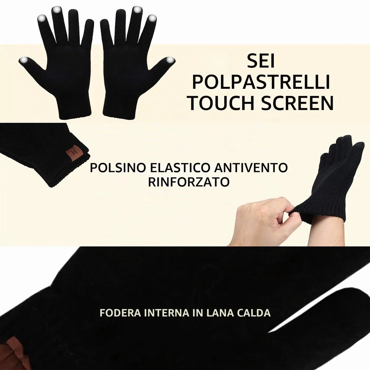 Invernali Cappello Sciarpa e Guanti Touch Screen, Berretto in Maglia Scaldacollo e Guanti con Fodera in Pile per Uomo Donna