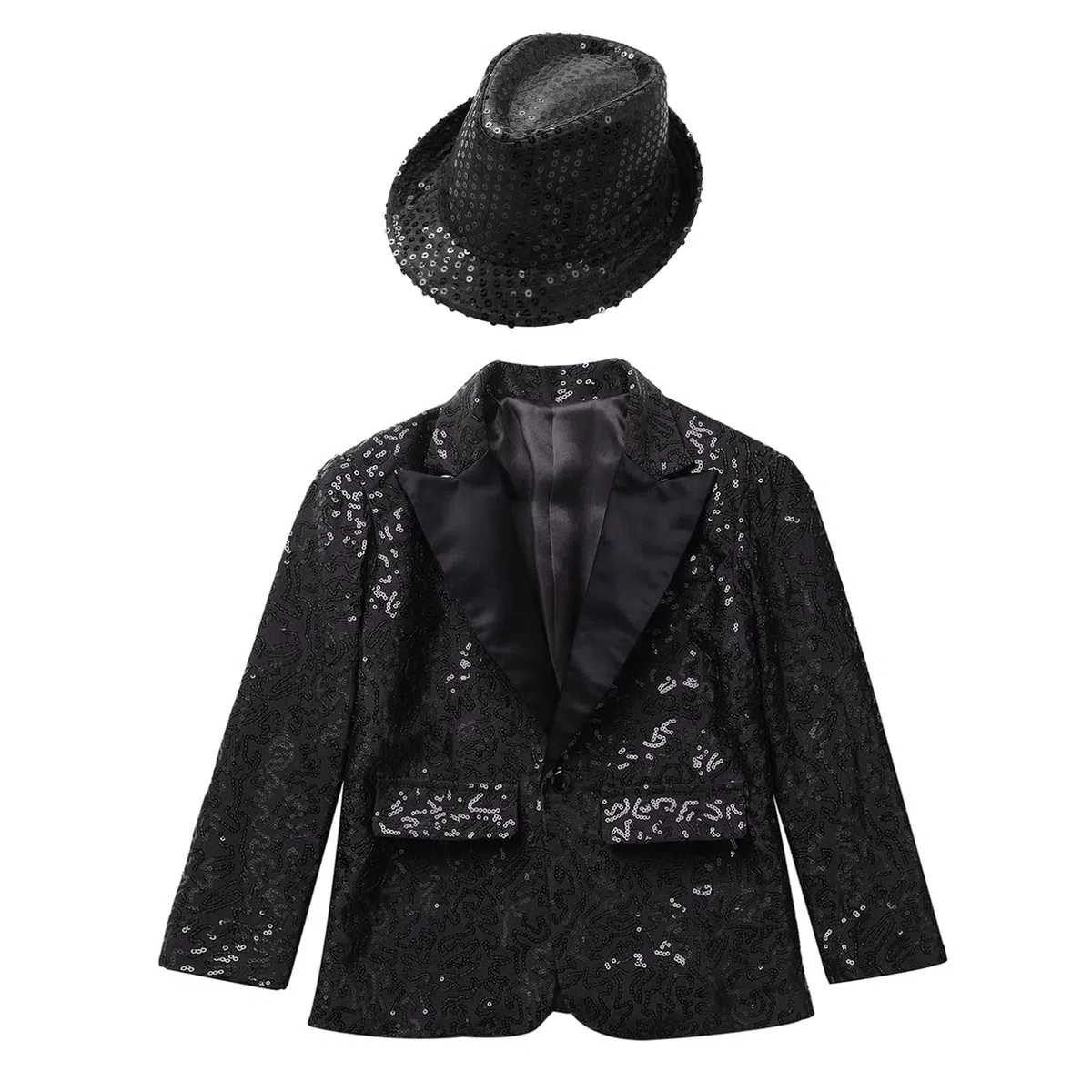 inhzoy Blazer Giacca Paillettes Bambino Gentleman Tuxedo Smoking Giacca Elegante Brillantini con Cappello Abito da Battesimo Festa Sera Capotto da Banchetto Compleanno