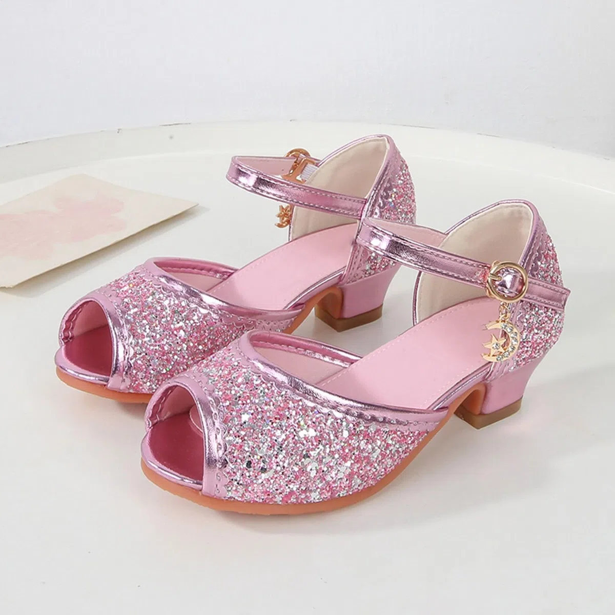 Generisch Scarpe con tacco a spillo per bambini da principessa scarpe da ragazza con tacco a spillo con paillettes ballerine da principessa costume festivo per ragazze scarpe da ragazza