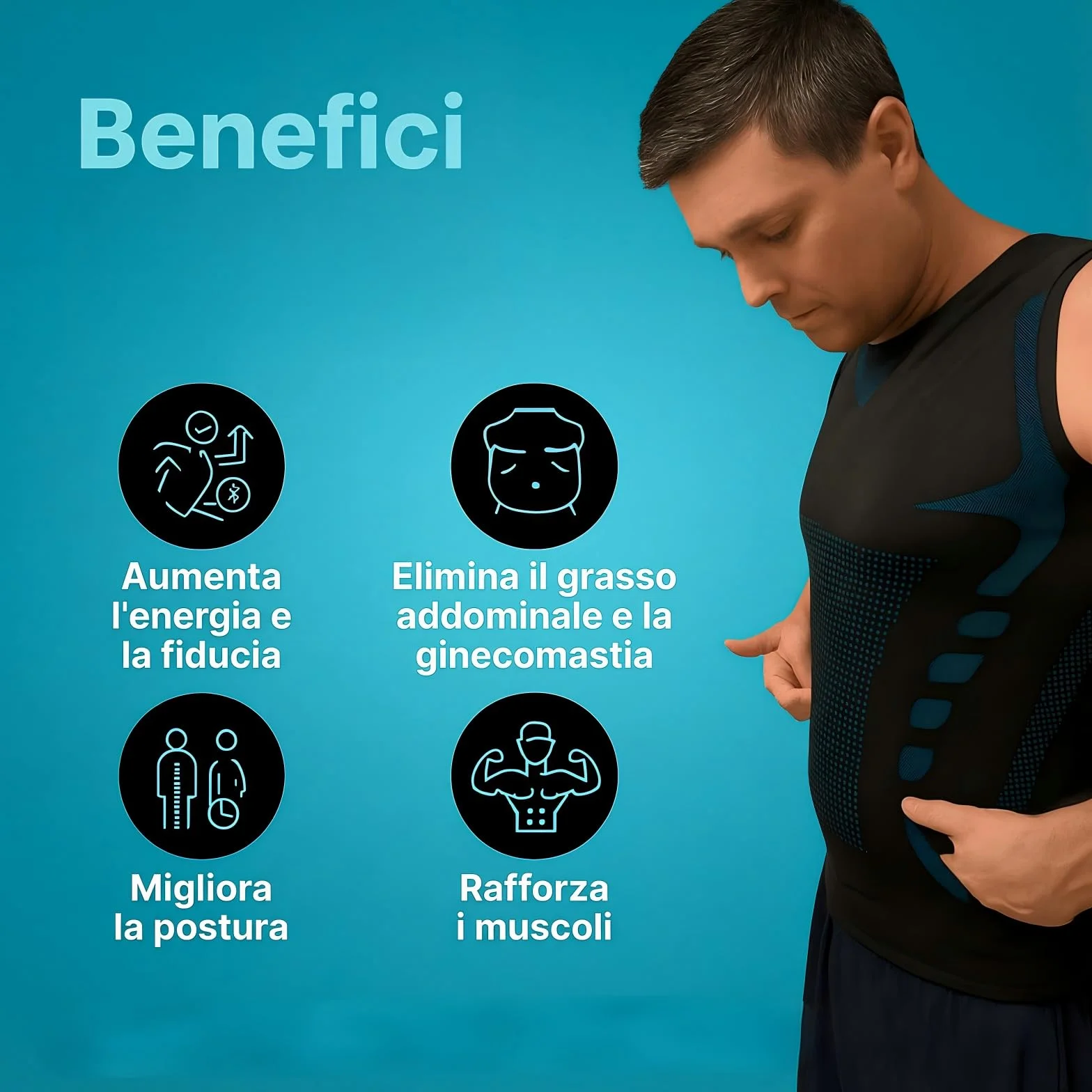 Lumoria Canotta Compressione, Lumoria Canotta Dimagrante, Leggero E Traspirante, Tessuto Elasticizzato, Ideale per L'atletica Leggera, La Corsa E L'allenamento Quotidiano