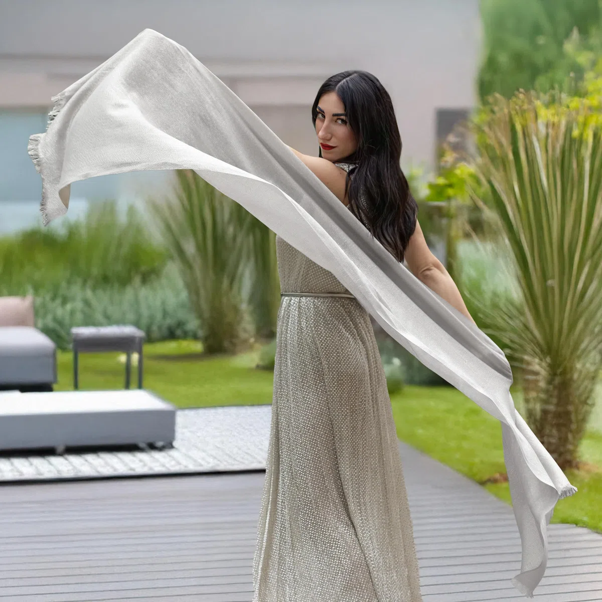 Stola Elegante Donna per Cerimonia e Matrimonio – Scialle Estivo in Seta, Coprispalle per Abito da Sera