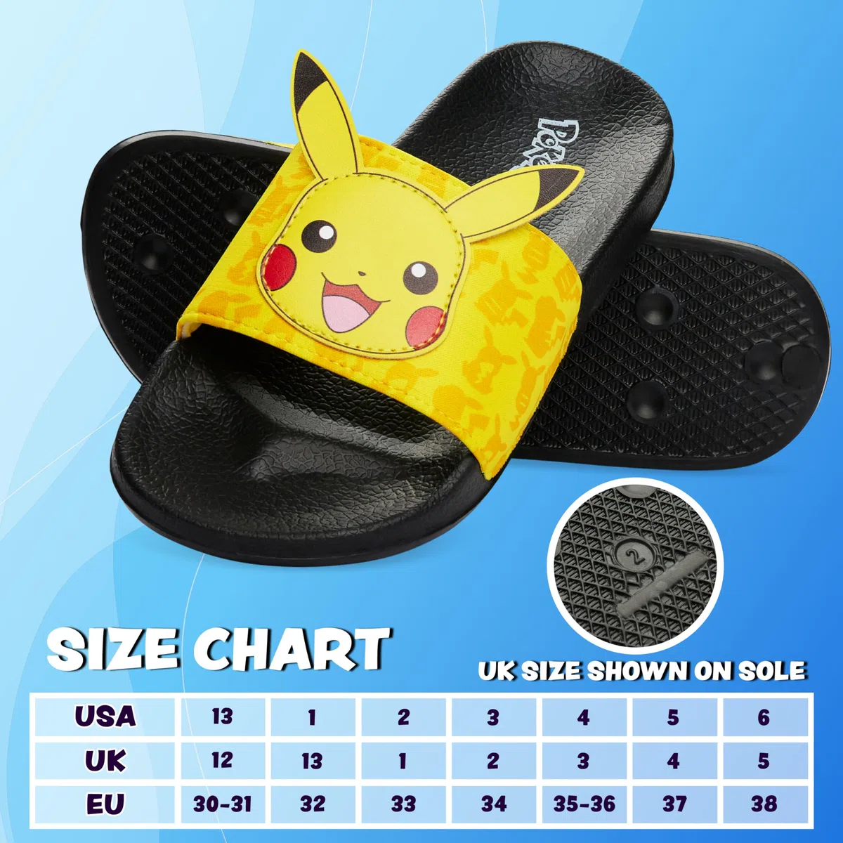 Pokémon Ciabatte da Piscina Bambino Ciabatte Slide Estive Bambino Ragazzo Mare Piscina Spiaggia 30-38