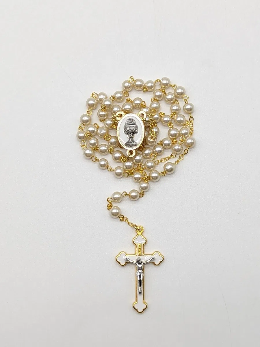 OVUNQUE PROTEGGIMI Rosario per la Prima Comunione. Con scatola Porta Rosario. Regalo per Bambini. Bomboniera. Comunione. Catechisti. Porta confetti. Rosario per Bambini.