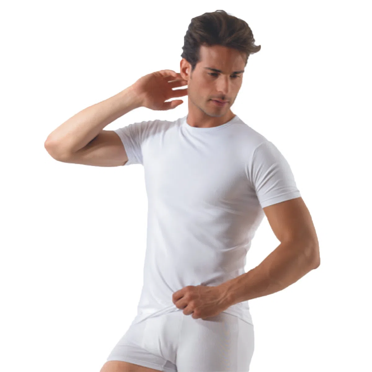 Set da 3 o da 6 Magliette Intime Uomo in Cotone Elasticizzato Modello