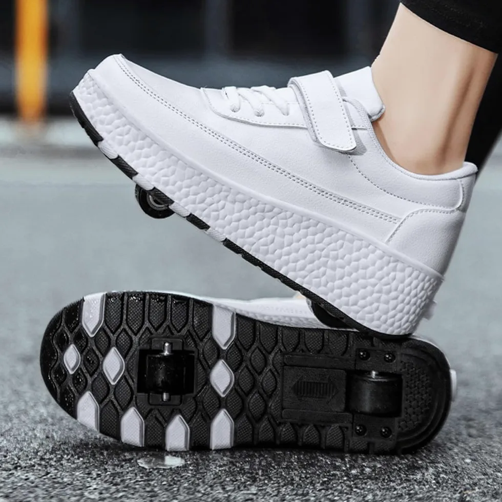 ENEN Scarpe con Rotelle Bambina, Sportive Scarpe da Skateboard, Doppia Ruote Skateboard Sneakers Outdoor Multisport Scarpe da Ginnastica da Pattini per Ragazze e Ragazzi