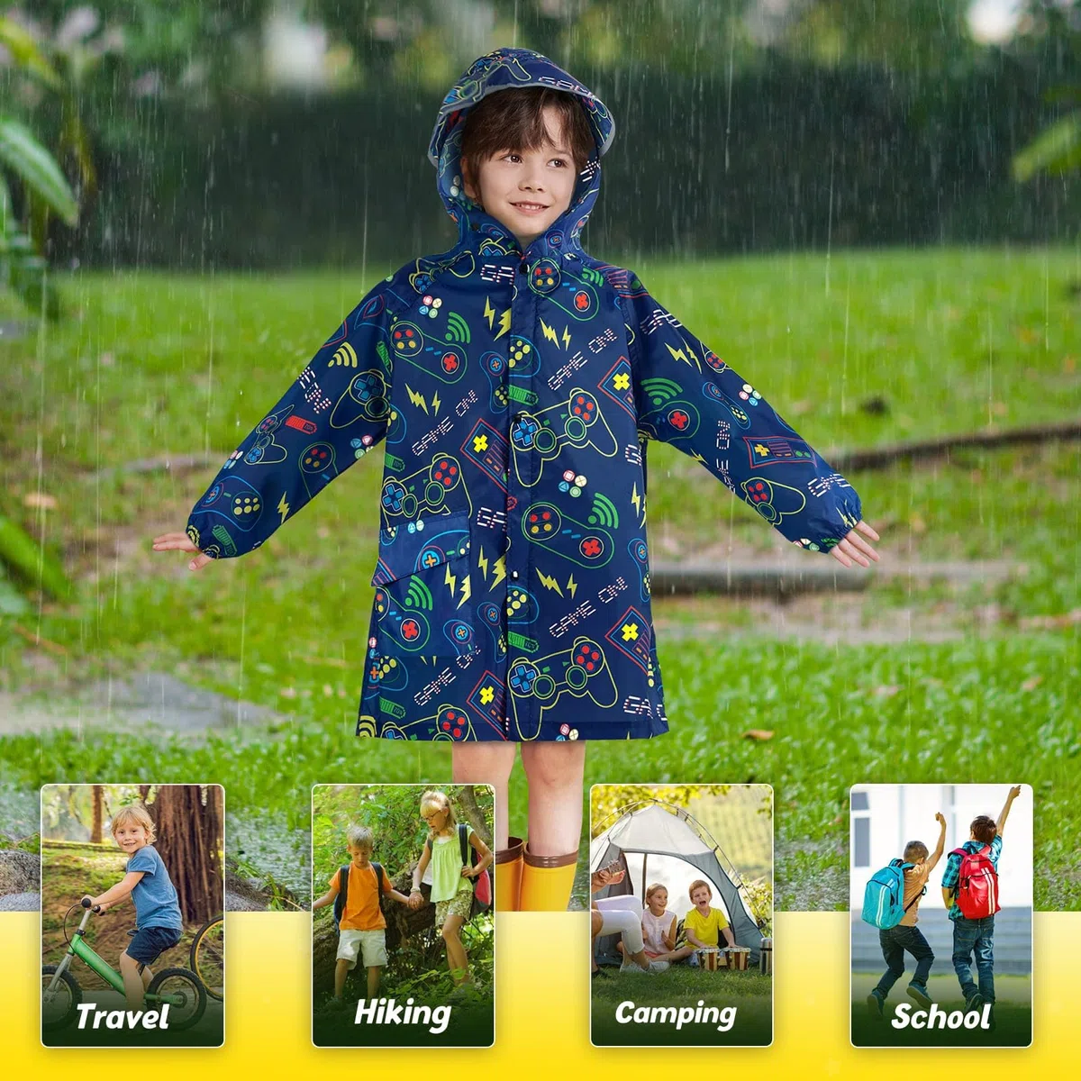 WAWSAM poncho Impermeabile Bambini Giacca Antipioggia Leggera per Ragazzi