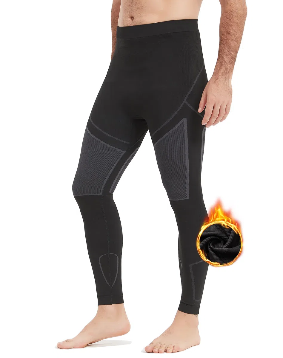 NOOYME Calzamaglia Termica Uomo Pantaloni Termici Uomo Traspirante Asciugatura Rapida Leggins Uomo Pantaloni Compressione Uomo per Sci Ciclismo Corsa Allenamento