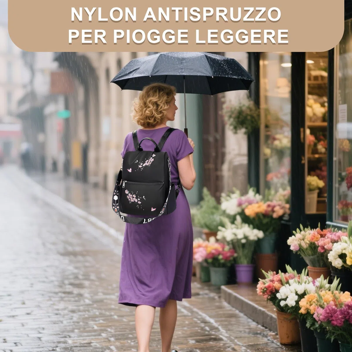 Eshow Zaino Donna, Zainetto Antifurto Multifunzionale, Borsa Casual ed Moda per Viaggio, Scuola, Lavoro, Shopping, Visite e Università