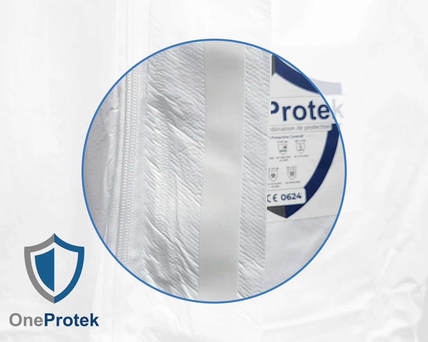 Tuta protettiva usa e getta, tipo 5-B/6-B, protezione chimica, biologica, fai da te, pittura, chiusura lampo con patta - L, bianco (1 pezzo), bianco, L