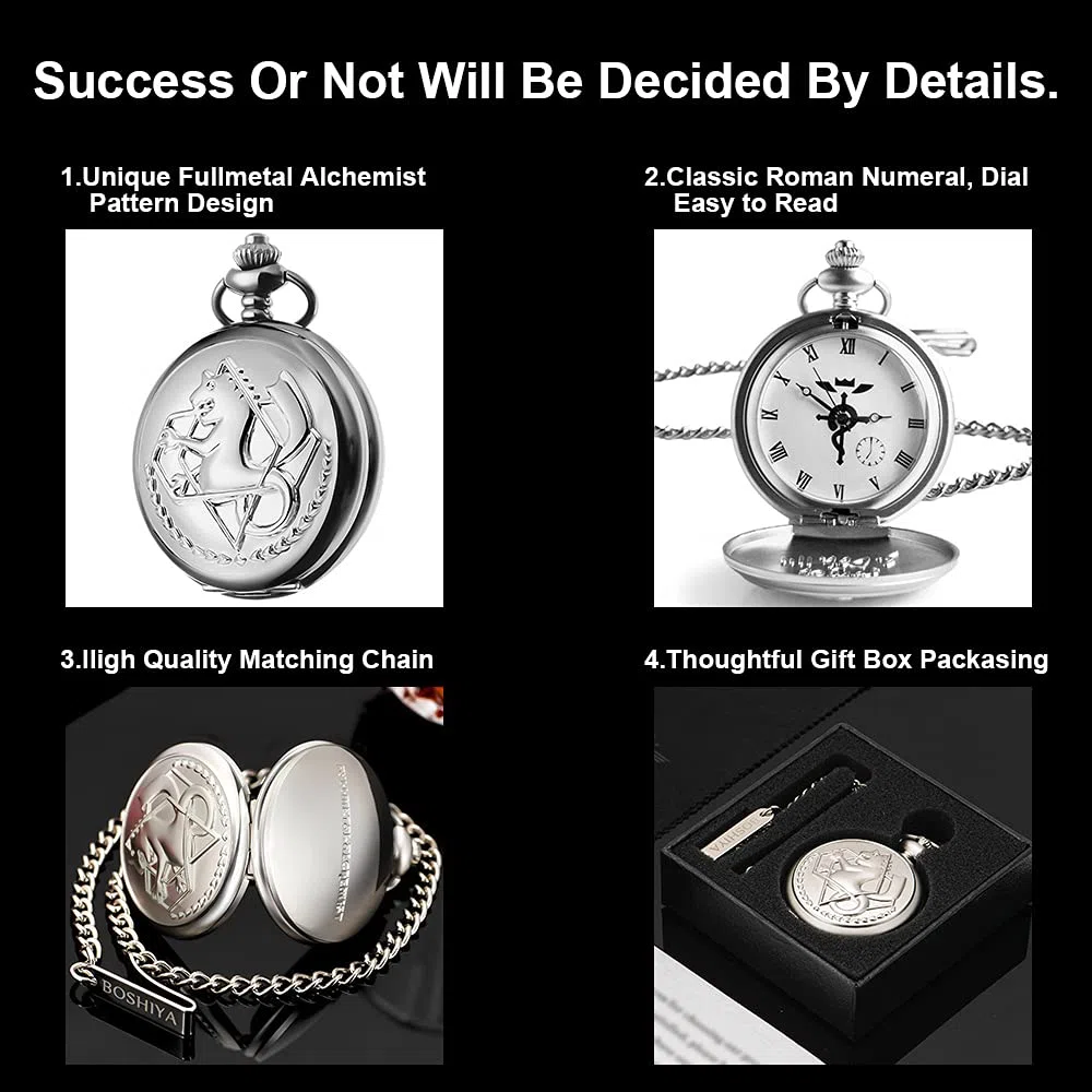 Fullmetal Alchemist Anime Cosplay Accessori Quarzo Orologio da Tasca con Catena