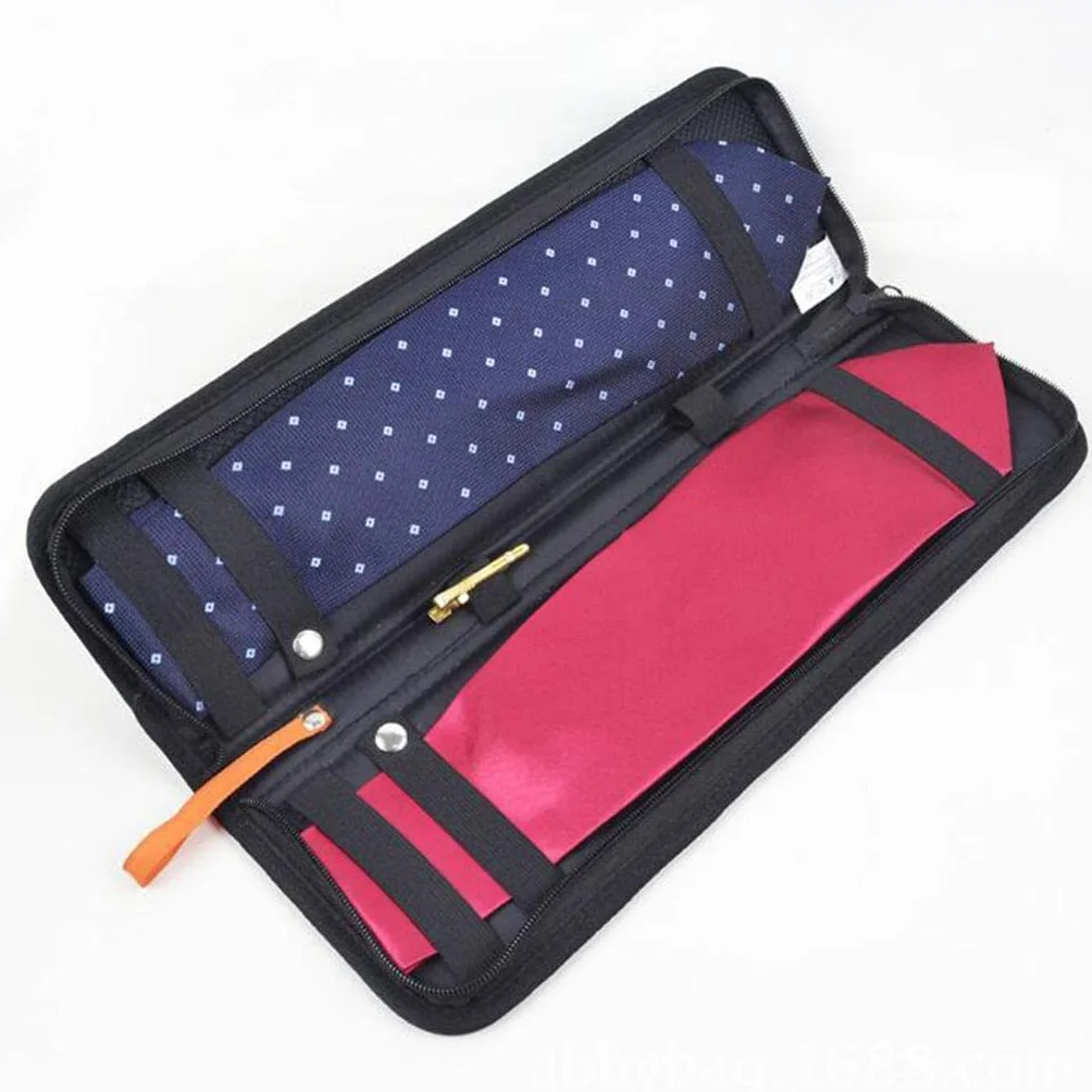 Porta-cravatte da viaggio da uomo, organizer per cravatte, bagagli, grigio nero, 42 x 13 x 2,5 cm, Nero, 42 x 13 x 2,5 cm, 42X13X2.5 cm