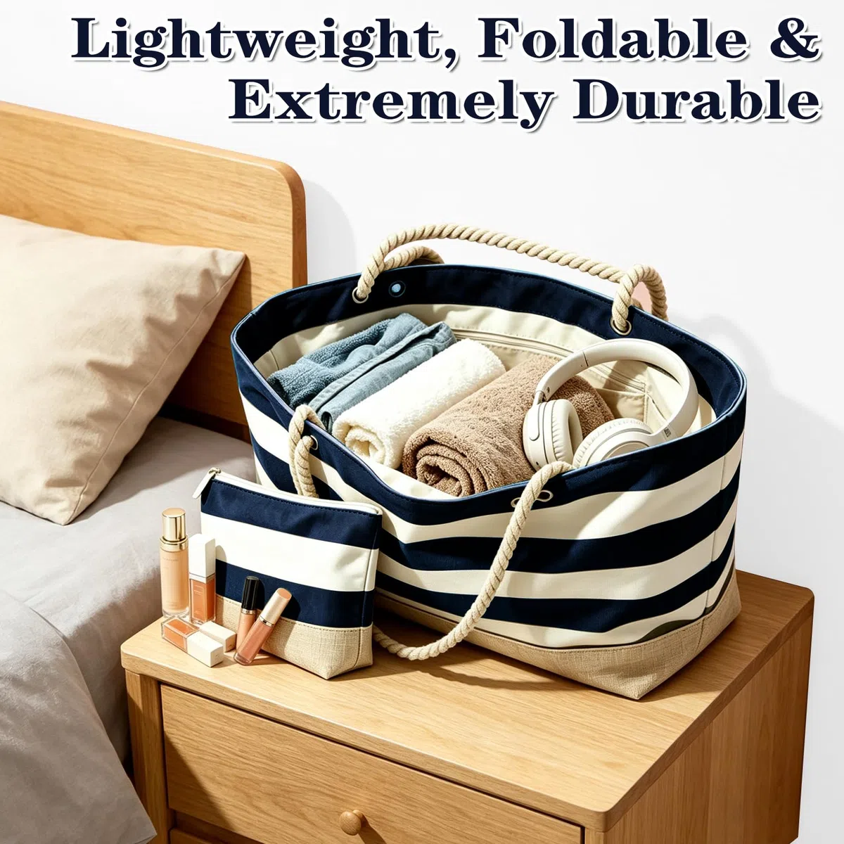 GEEKEO Borsa da spiaggia, grande borsa da spiaggia da donna, impermeabile e resistente alla sabbia, con chiusura lampo, borsa da spiaggia per la famiglia, borsa per la spesa per donne, spiaggia
