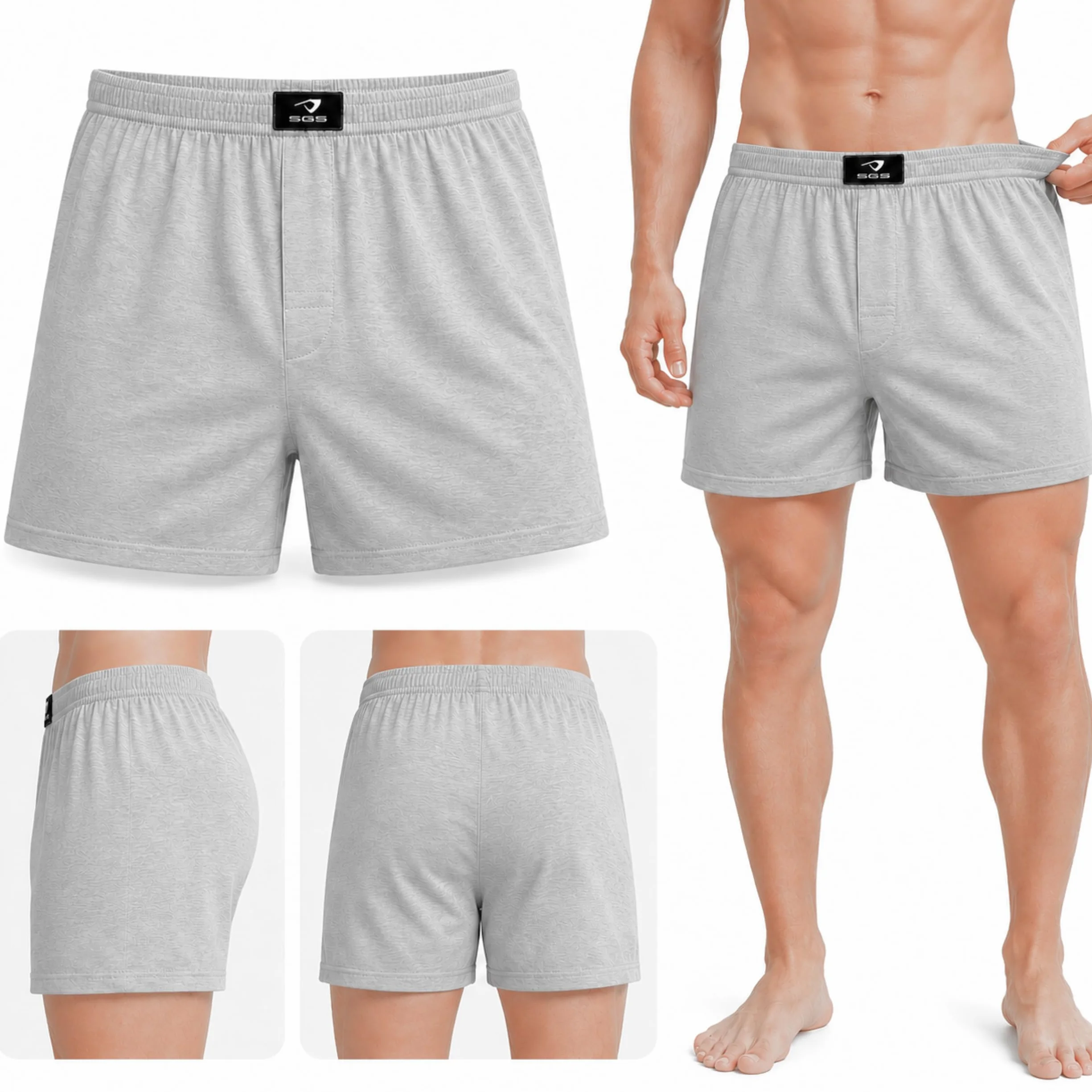 SGS Boxer Uomo Morbidi e Larghi - Mutande Uomo a Pantaloncino in 100% Cotone, Mutande a Pantaloncino, Confezione da 10 o 6 - Boxer Uomo Cotone di Tela