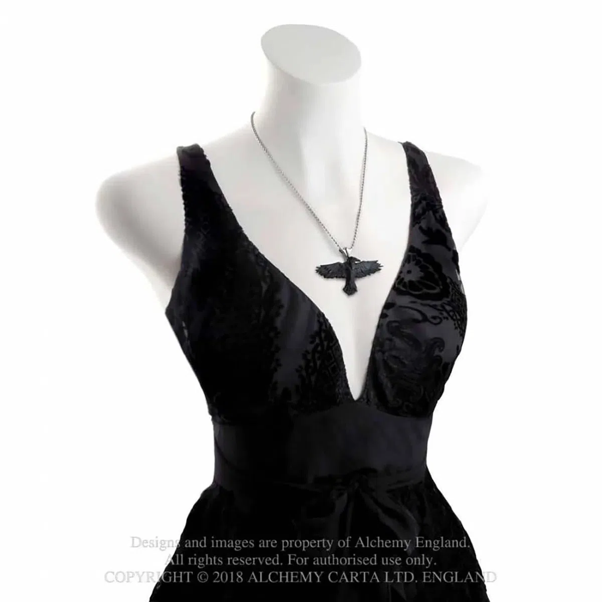 Alchemy Gothic Black Raven Unisex Collana nero