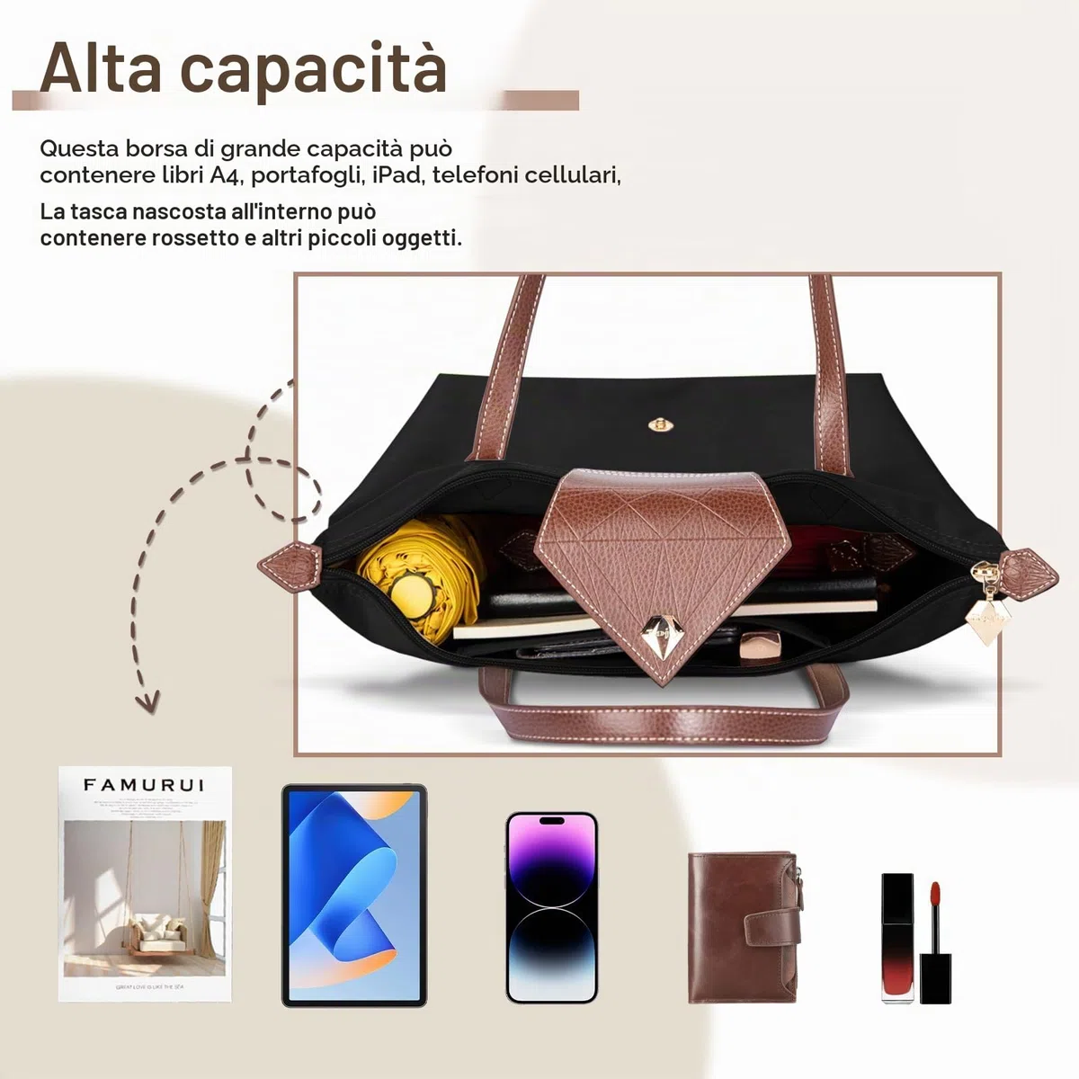 Borsa a mano da donna elegante borsa a tracolla in nylon impermeabile pieghevole da viaggio per spiaggia lavoro shopping grande