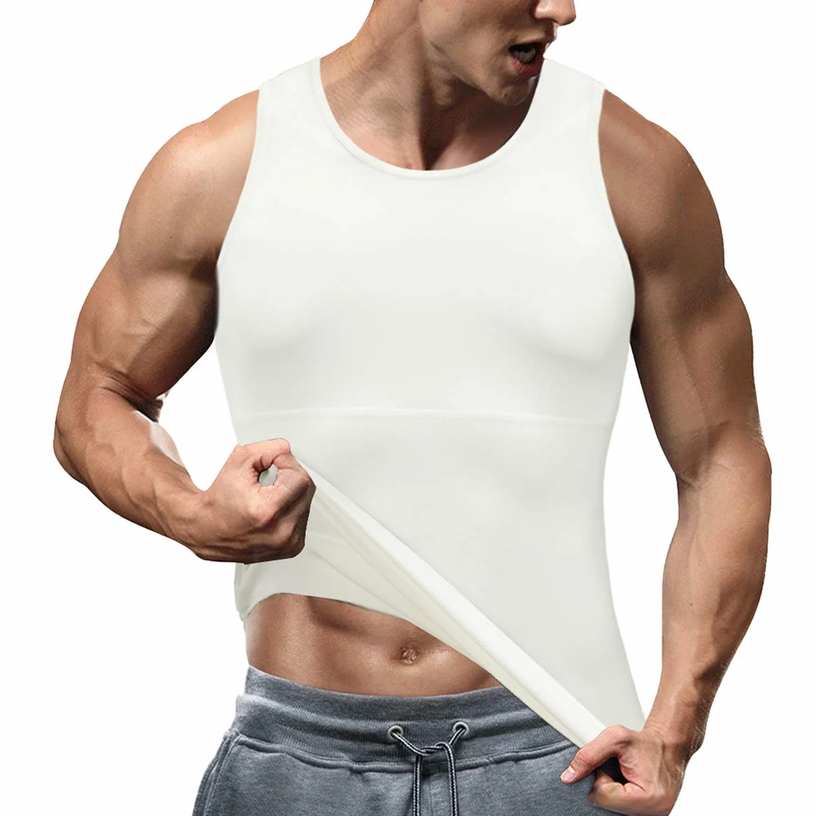Maglietta Compressione Uomo Canotta Contenitiva Snellente Intimo Modellante Dimagrante Fascia Pancia Sportivo Fitness Canottiera…