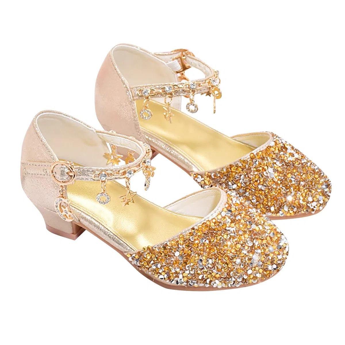 Scarpe Principessa Bambina Bimba Tacco Glitterate Tacchi Ragazza Principessa con Paillettes Eleganti Bambina per Cerimonia Festa