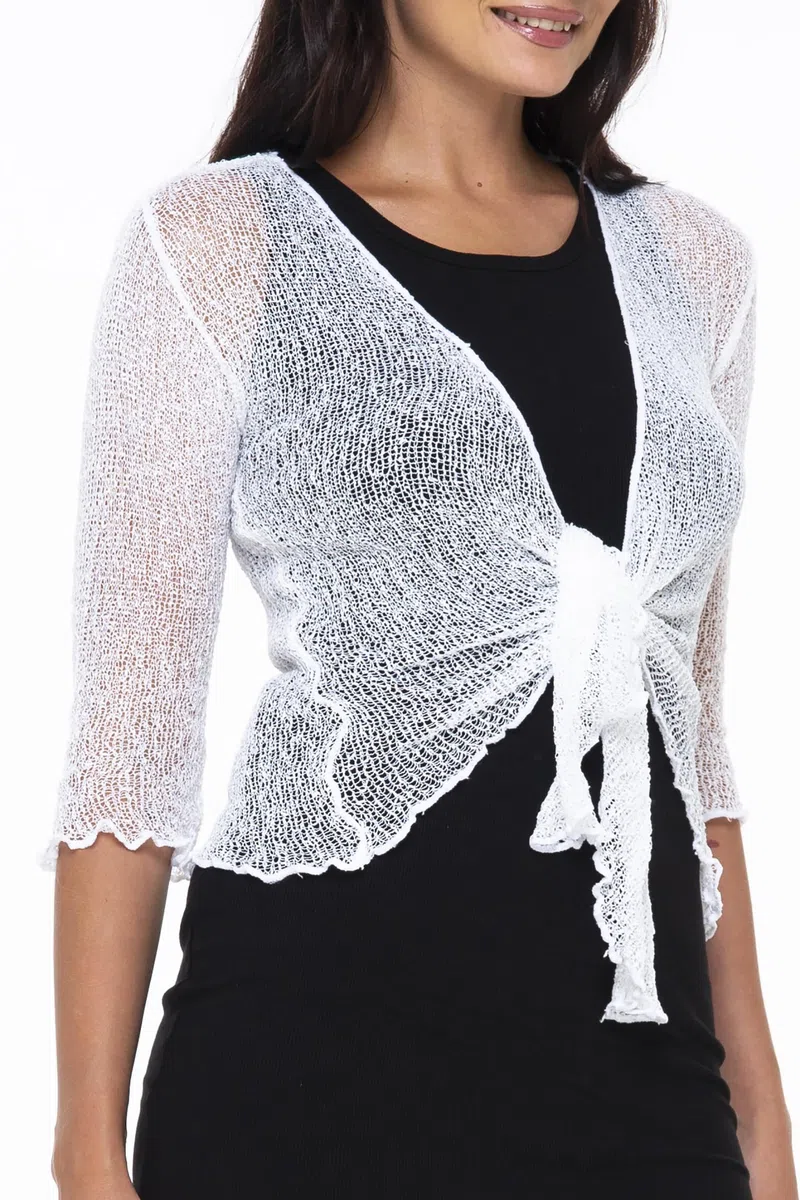 SHU-SHI - Cardigan/Coprispalle Trasparente - Effetto a Maglia - Donna