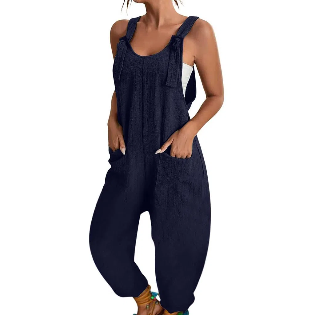 BRONG Salopette da Donna Tuta con Tasca Casual Sciolti Estate Pagliaccetto Senza Maniche con Le Spalline Salopette Regolabile Pantaloni con Pettorina