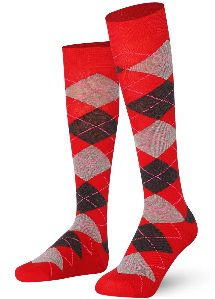 Mysocks, Calzini Alti Fino Al Ginocchio, 3 Paia Unisex Multi-Design, Cotone Pettinato Di Qualità, Punta Senza Cuciture