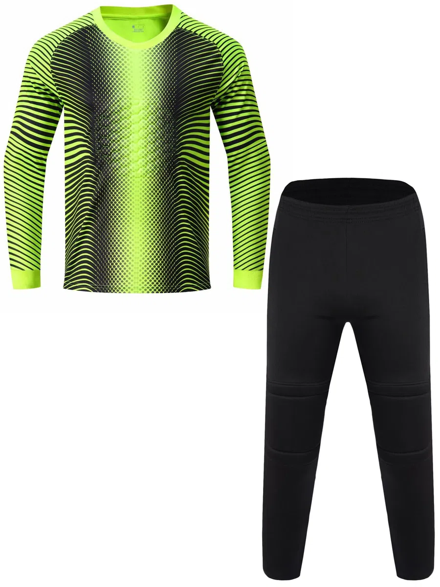 MSemis Maglia da Portiere per Bambino Ragazzo Set di Maglia da Portiere di Calcio Imbottita Goalkeeper Jersey Maglietta con Protezioni Pantaloni Sportivi Tracksuit Sweatsuit