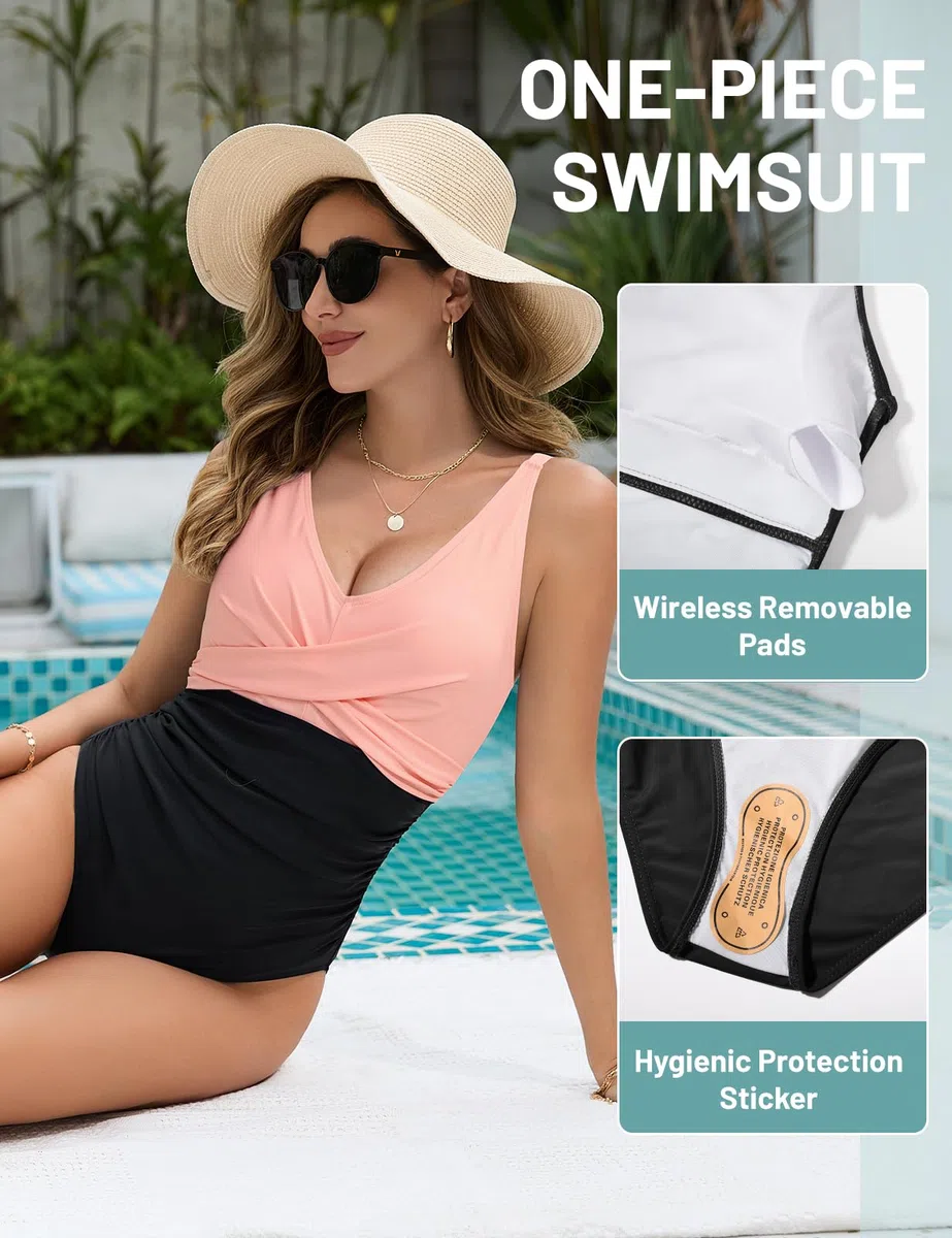 UMIPUBO Costume da Bagno Intero Donna Sexy Scollo a V Costumi da Mare Interi Curvy Push Up Imbottito Reggiseno Bikini Controllo della Pancia Cross Costumi Un Pezzo Spiaggia Beachwear