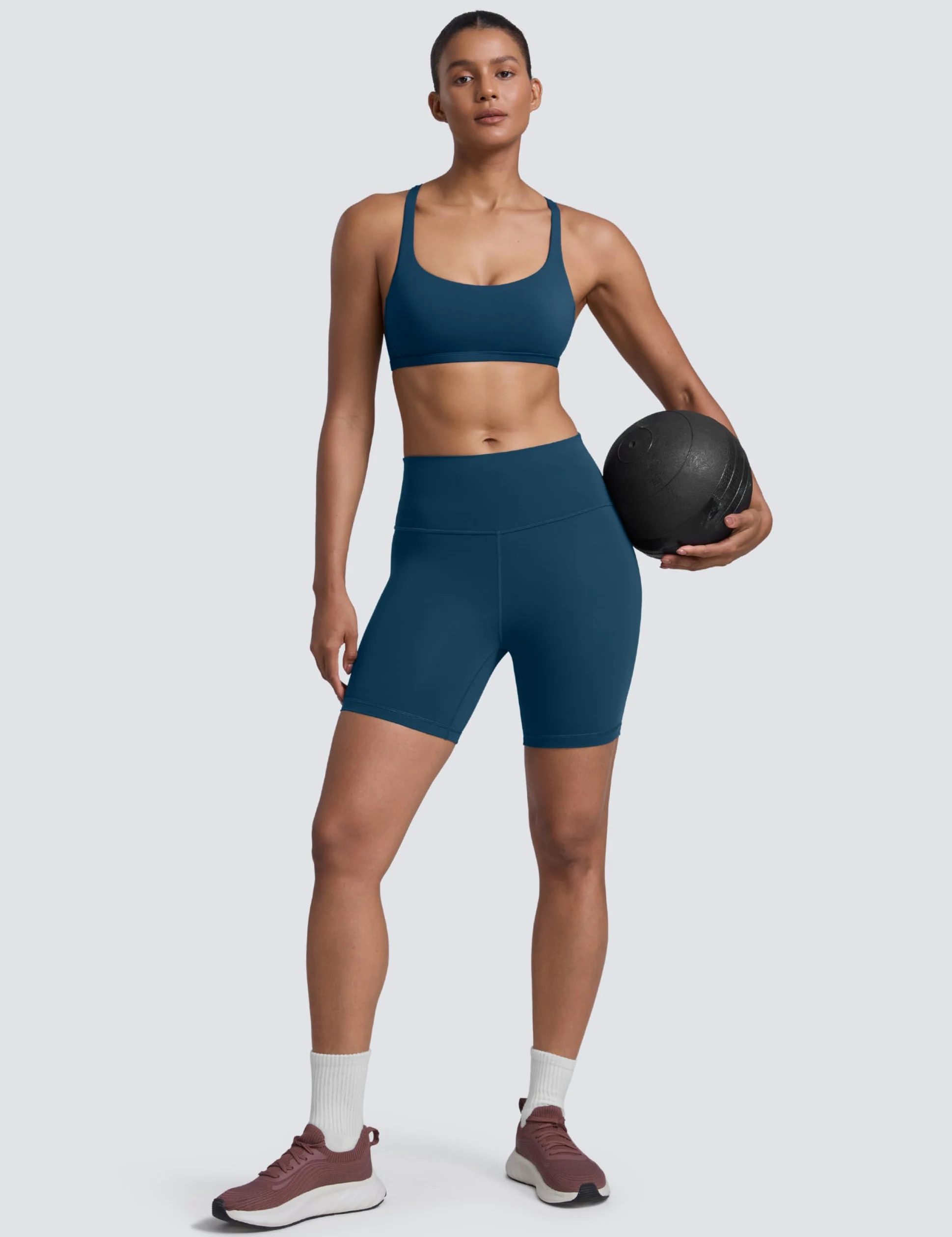CRZ YOGA Donna Reggiseno Sportivo Yoga Imbottite Rimovibili Multi Strap