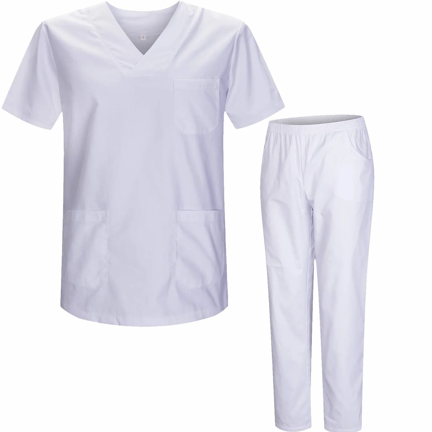 MISEMIYA - Uniformi Unisex Set Camice – Uniforme Medica con Maglia e Pantaloni Uniformi Mediche Camice Uniformi sanitarie 817-8312-BLANCO