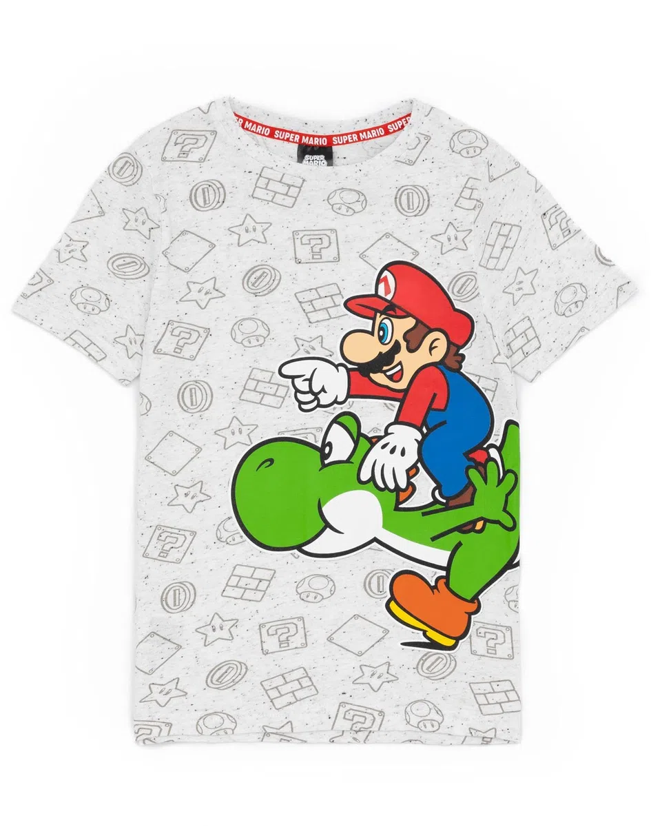 Super Mario Maglietta Grigia per Bambini di Nintendo Yoshi Boy