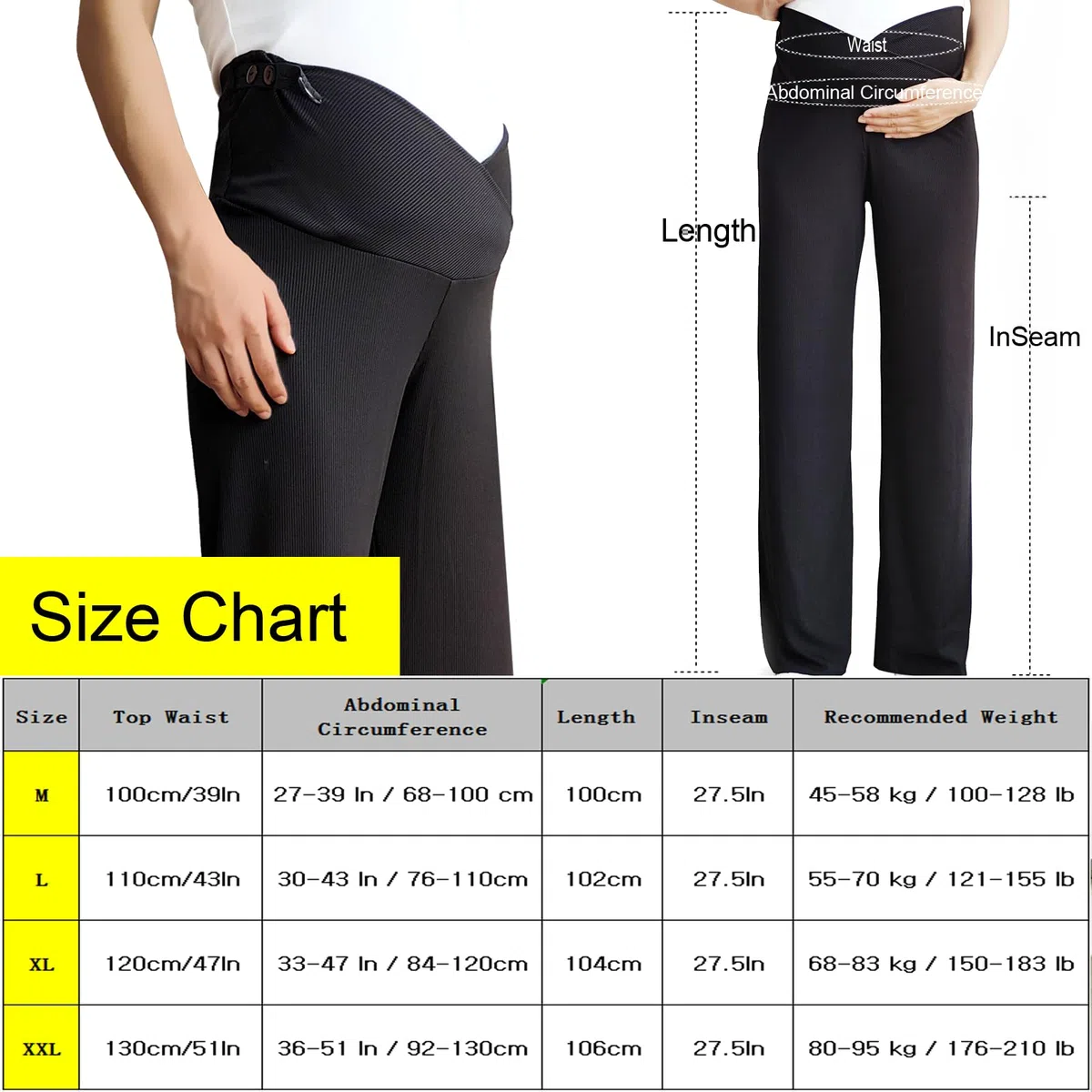 Pantaloni Premaman Gamba Larga, Pantaloni Lunghi Larghi Casual da Gravidanza Donna, Pantalone Premaman per Lavoro Pantaloni da Atletici Comodi