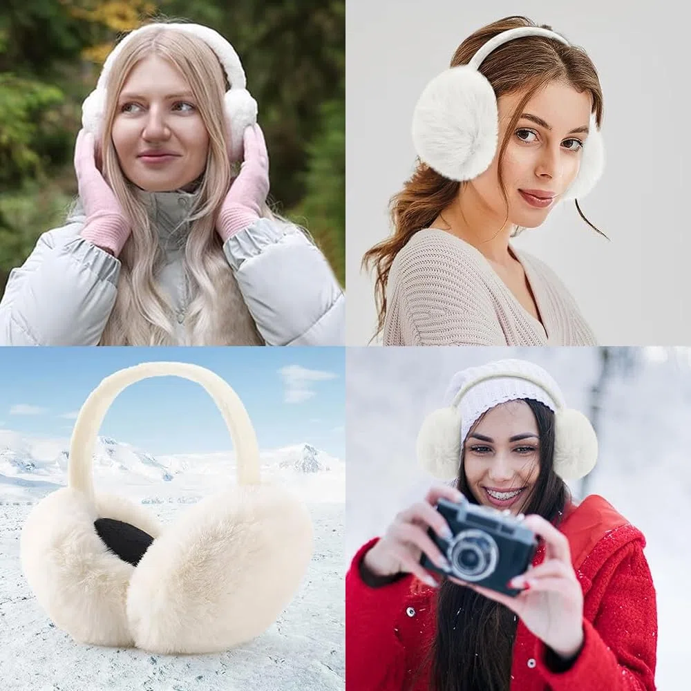 Paraorecchie Invernali da Donna Plush Pieghevoli per Calore delle Orecchie in Pelliccia Sintetica Calde per Il Freddo Peluche Earmuffs per Ragazze Donne