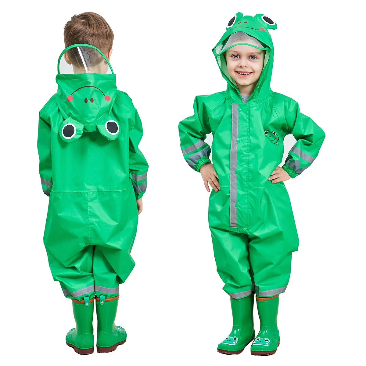 Impermeabile Pioggia Bambina Impermeabile Antipioggia Tuta Bambini con Cappuccio Ragazze Ragazzi Portatile Jogging Tutto in Uno Giacche Impermeabili Bimba bimbo Unisex