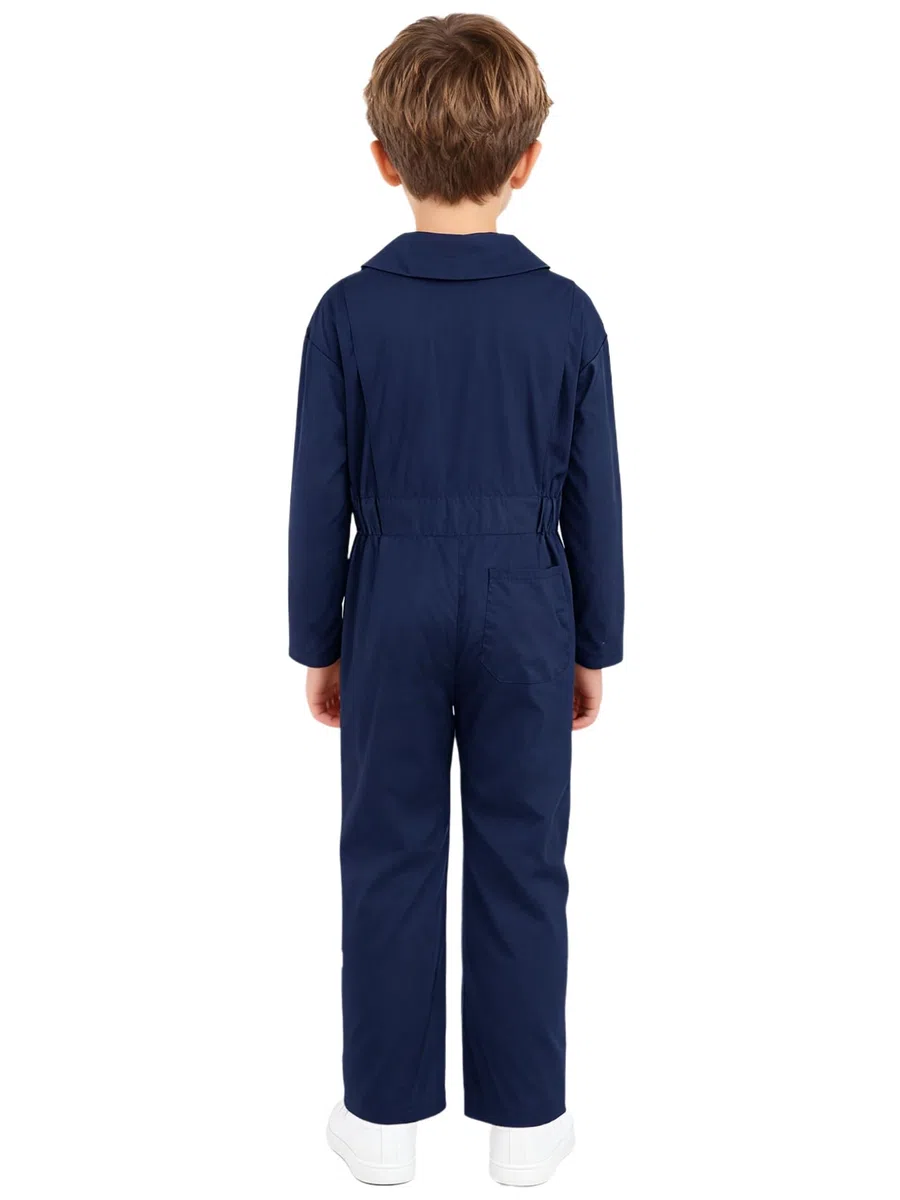 Salopette da Lavoro Bambini Ragazzi Tuta Intera a Manica Lunga Tuta Meccanico Protettiva con Cerniera e Tasca Romper Pagliaccetto Tinta Unita Workwear