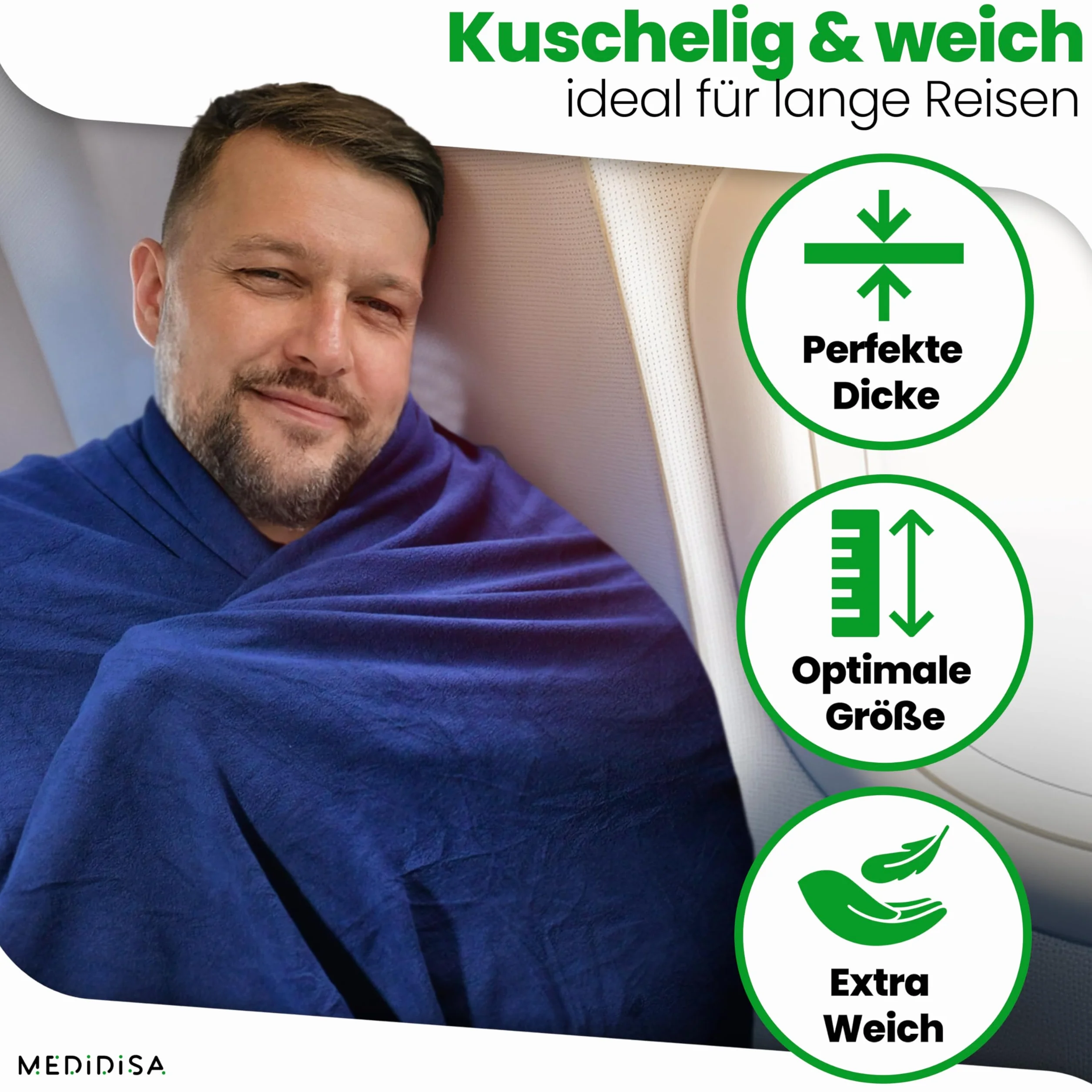 Coperta da viaggio ultraleggera calda per viaggi e campeggio (pile, 170 x 120 cm) – Coperta leggera e calda per volo e auto – Coperta da campeggio sottile e traspirante per bambini e adulti