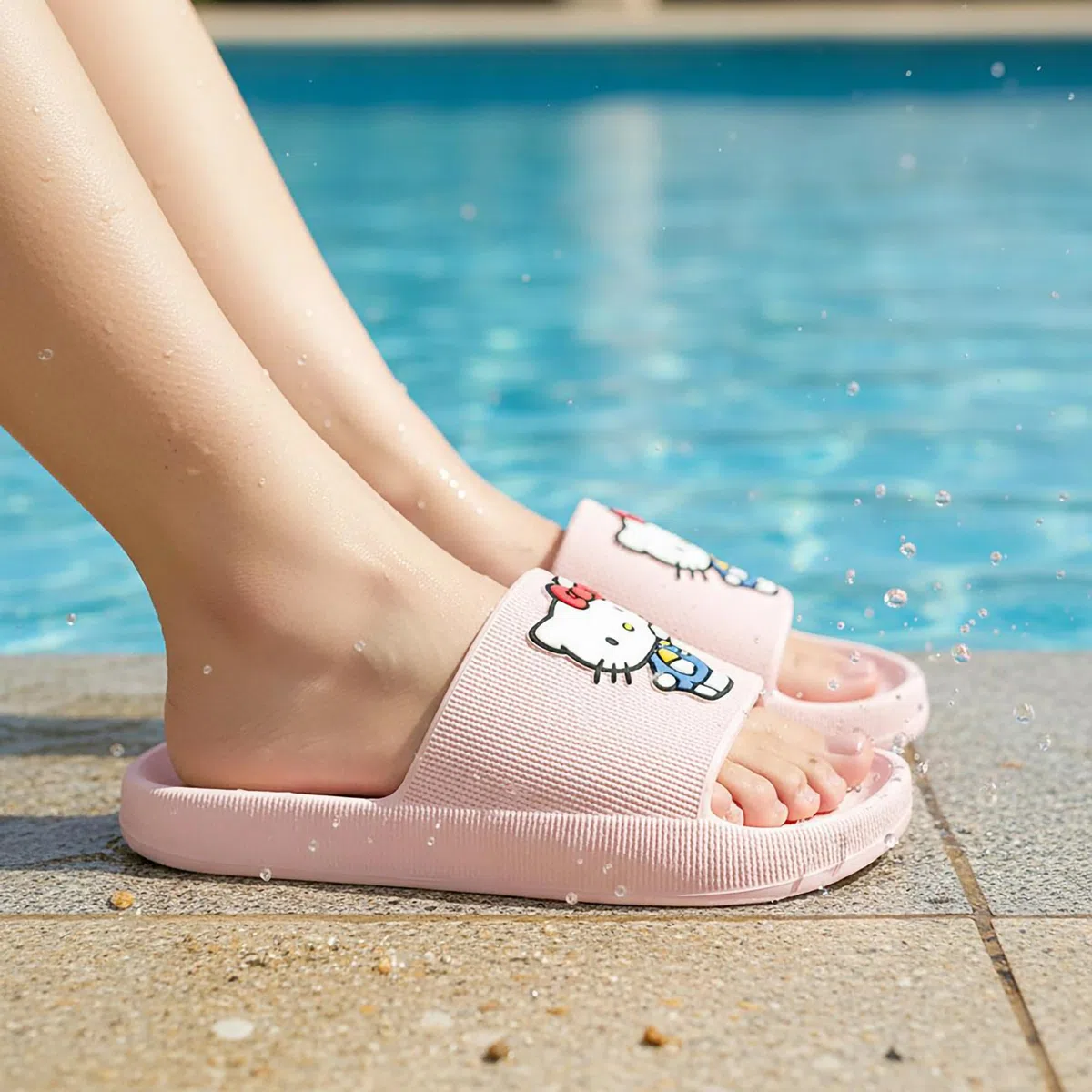 Hello Kitty Friends Ciabatte Fascia Mare Ragazza e Donna | Pantofole Piscina Doccia Gomma EVA Leggera | Sandali da Spiaggia Comodi Estivi Originali