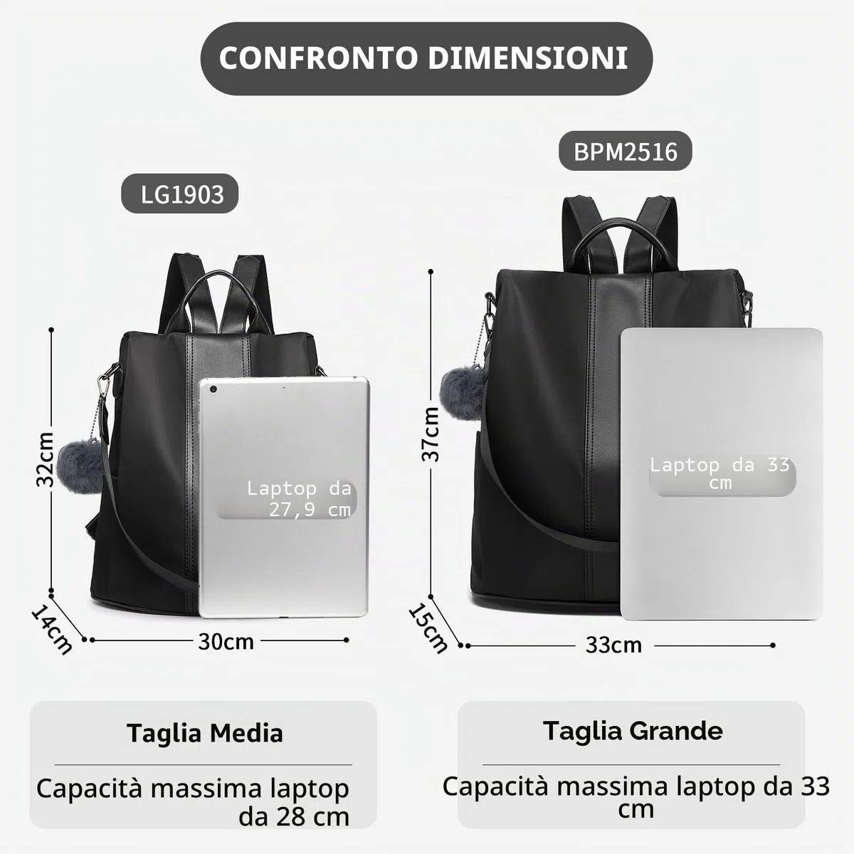 Miss Lulu Zaino Antifurto Donna, Zainetto Multifunzionale, Borsa Casual ed Moda per Viaggio, Scuola, Lavoro, Shopping, Visite e Università