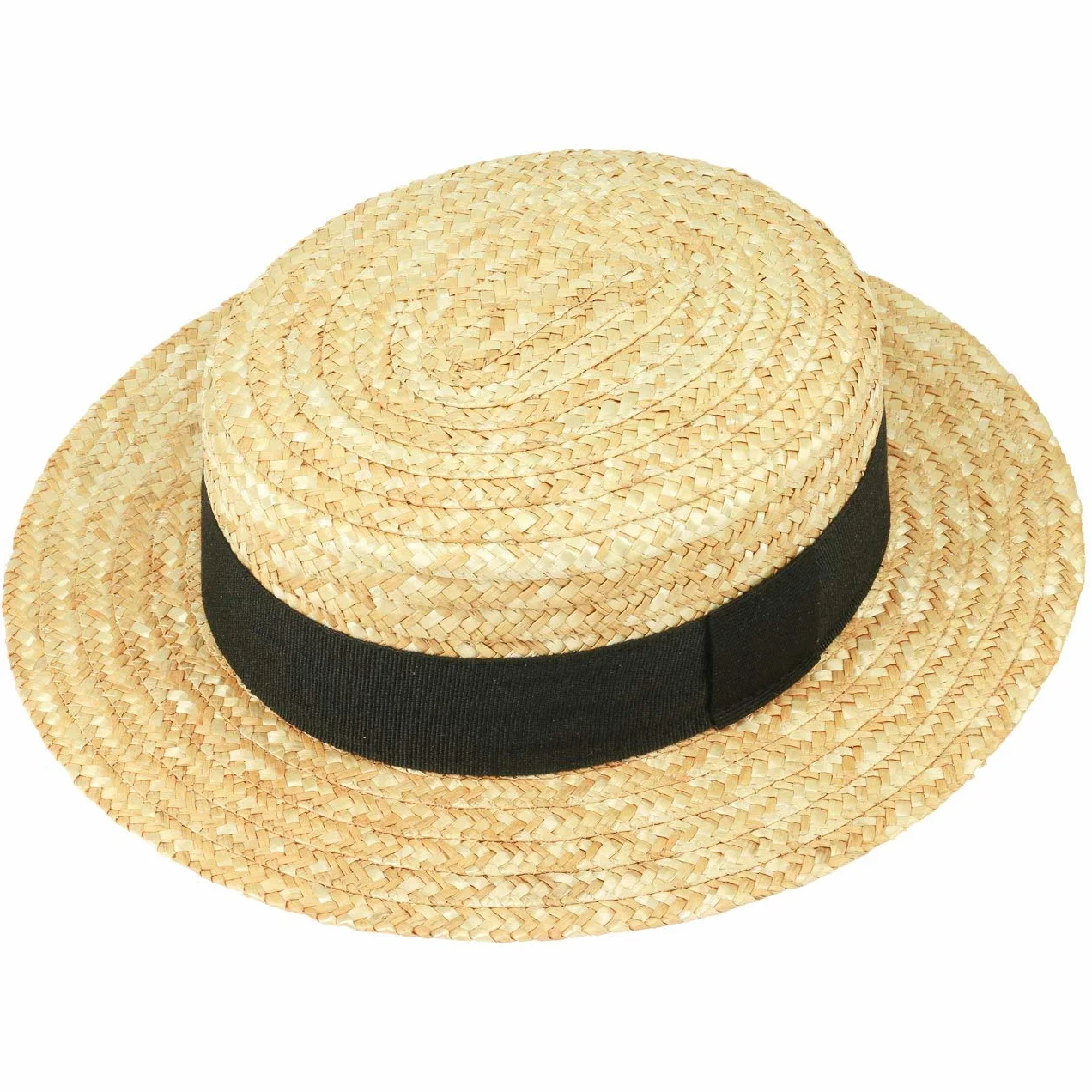 fiebig Cappello da gondoliere Donna e Uomo | Cappello da Sole in 100% Paglia | Boater Made in Italy | Cappello di Paglia per la Primavera e L'Estate | Cappello con Nastro
