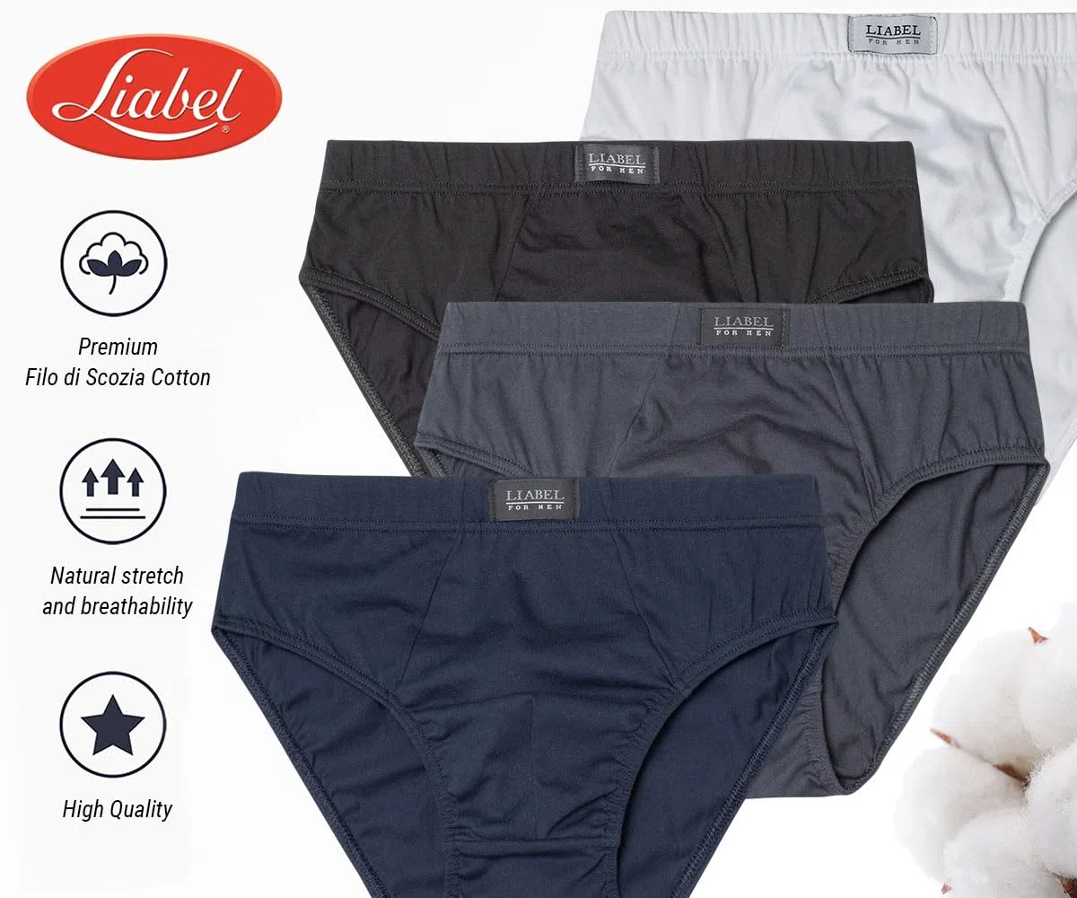 Liabel Slip Uomo: Comfort Superiore e vestibilità Perfetta. Mutande Uomo Slip in 100% Cotone Filo di Scozia, Confezione 3-6 Pezzi. Edizione Limitata Esclusiva per Azzeta.