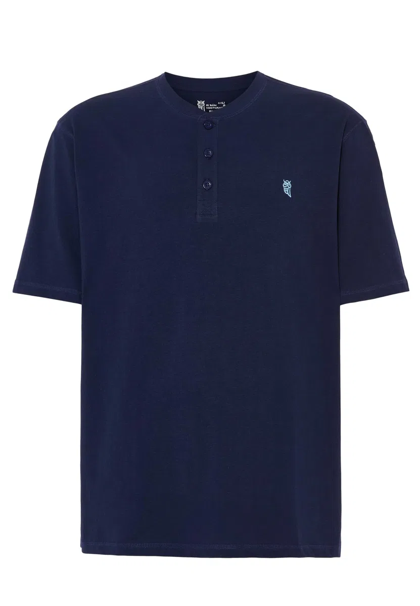 El Búho Nocturno Maglietta Uomo Manica Lunga T-Shirt Pigiama Uomo Manica Corta Top Pigiama Maglia Abbottonatura Tinta Unita