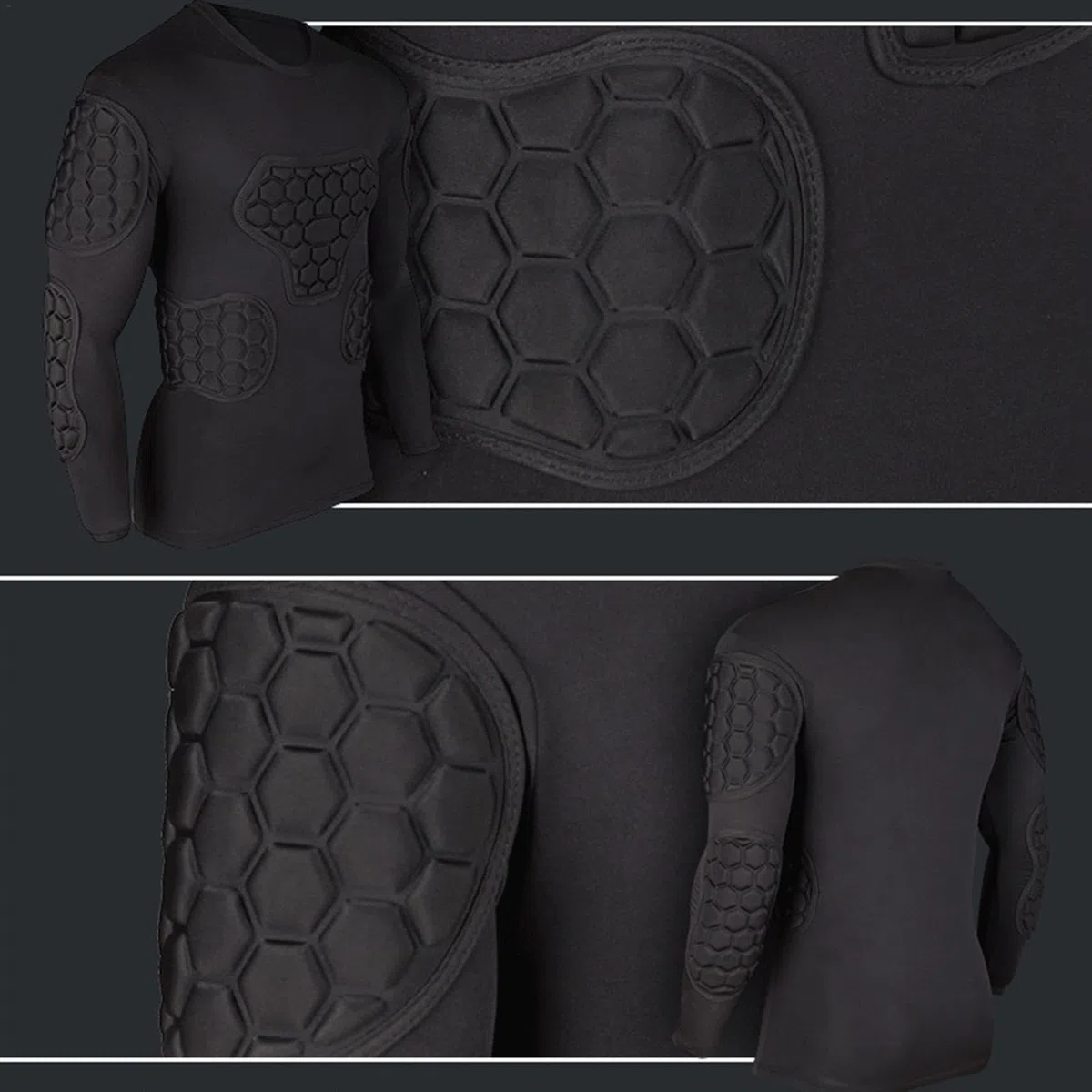 Maglia Da Calcio Imbottita - Tuta Da Calcio Nera A Maniche Lunghe, Equipaggiamento Protettivo Da Calcio, Magliette Imbottite Per Paintball Per Calcio, Basket, Paintball