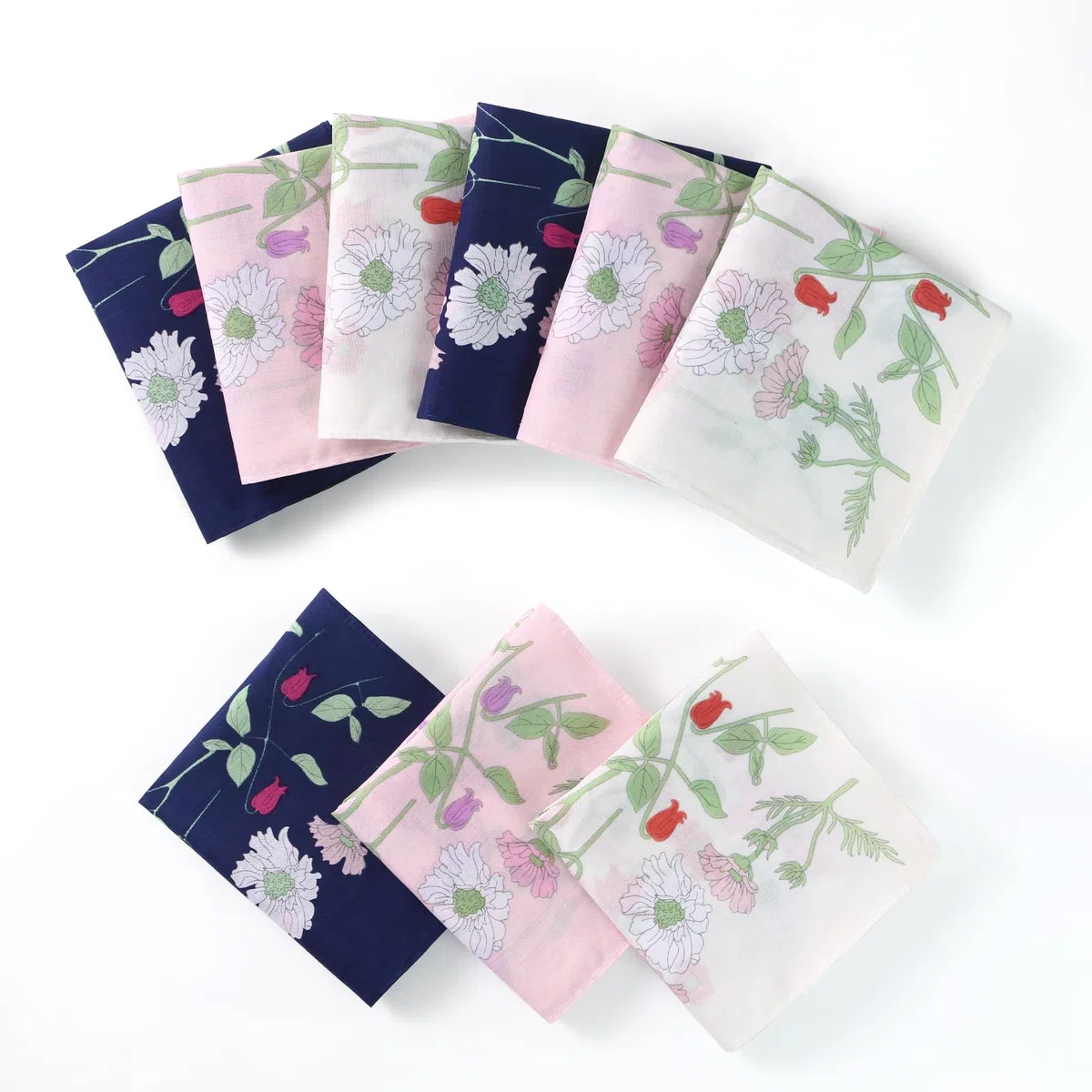HOULIFE Fazzoletto tessuto – fazzoletti in tessuto da donna, grandi fazzoletti in puro cotone pettinato, motivo floreale, morbido, per matrimonio, uso quotidiano, set di 6/12 pezzi, 45 x 45 cm, fiore