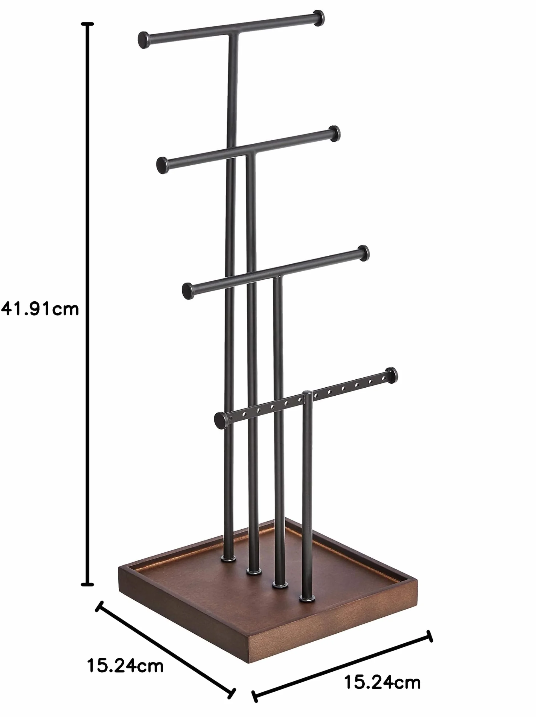Amazon Basics Portagioielli ad albero a quattro livelli, Noce/Nero