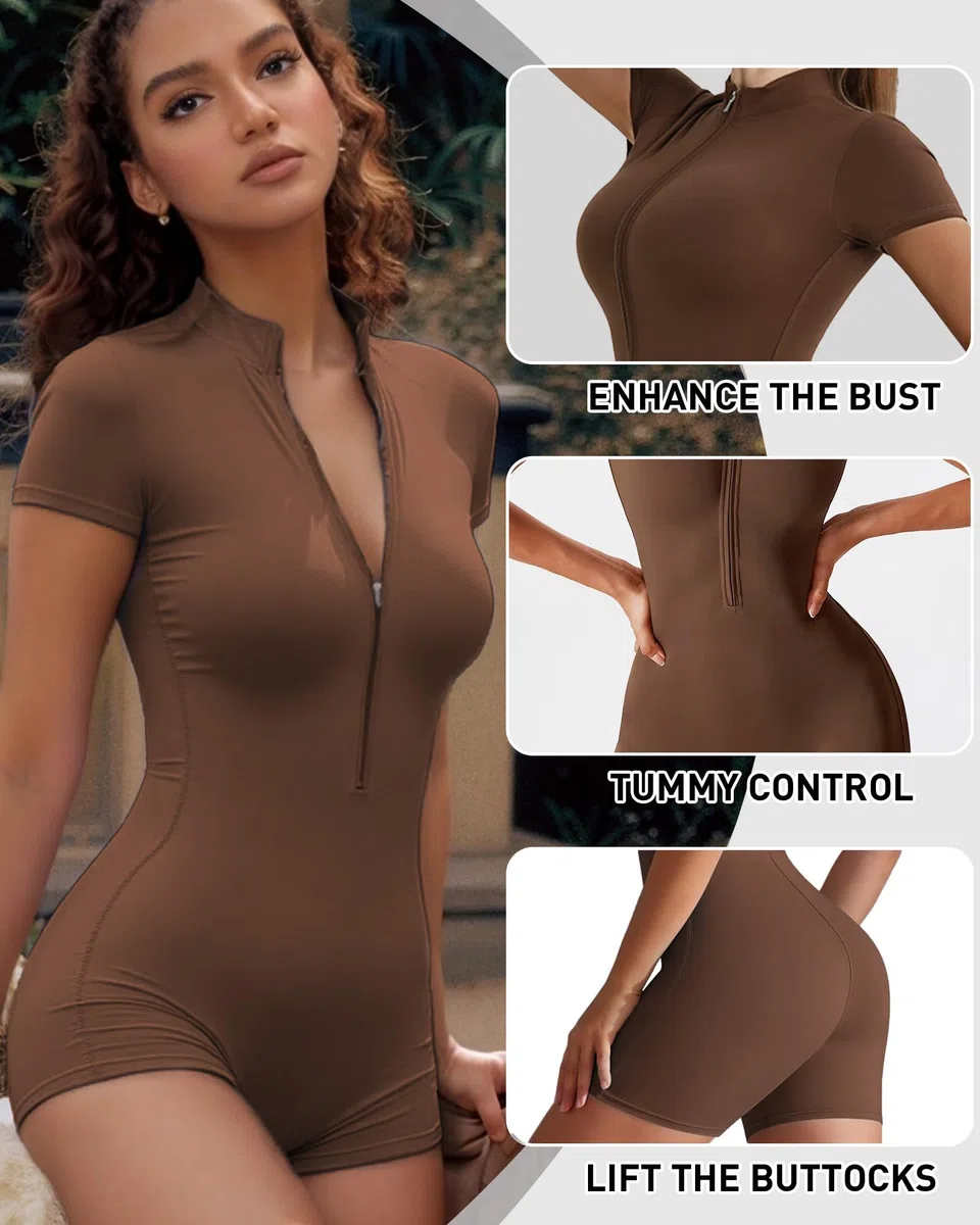 Merlvida Jumpsuit Donna Tuta Intera Corta Sportiva Senza Cuciture Aderente Completo Palestra Elegante Estiva Sexy Bodysuit Outfit Yoga Gym Fitness Workout