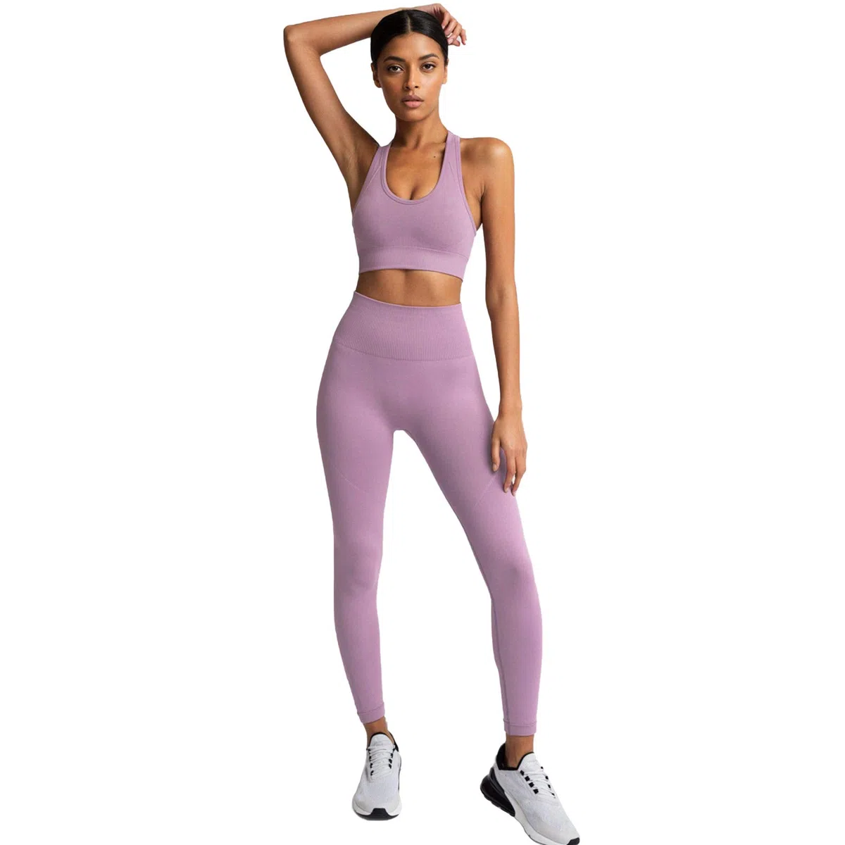 Donna Set di Abbigliamento Yoga Reggiseno Sportivo+Leggings 2 Pezzi Tuta Sportiva Palestra Fitness Activewear