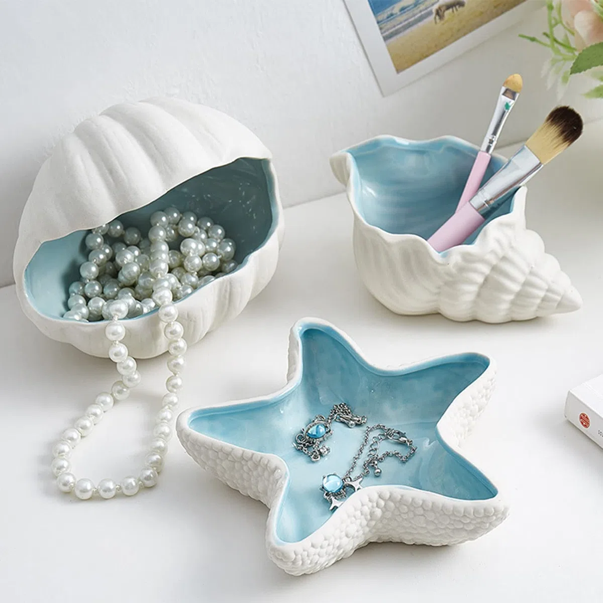 Disoza Mare Conchiglia Vassoio Gioielli Vassoio Decorativo Stella Marina 21 * 19 * 4cm Gioielli Vassoio Decorativo Vassoio In Ceramica Chiave Vassoio Di Stoccaggio Piatto Dessert Piatto Porcellana