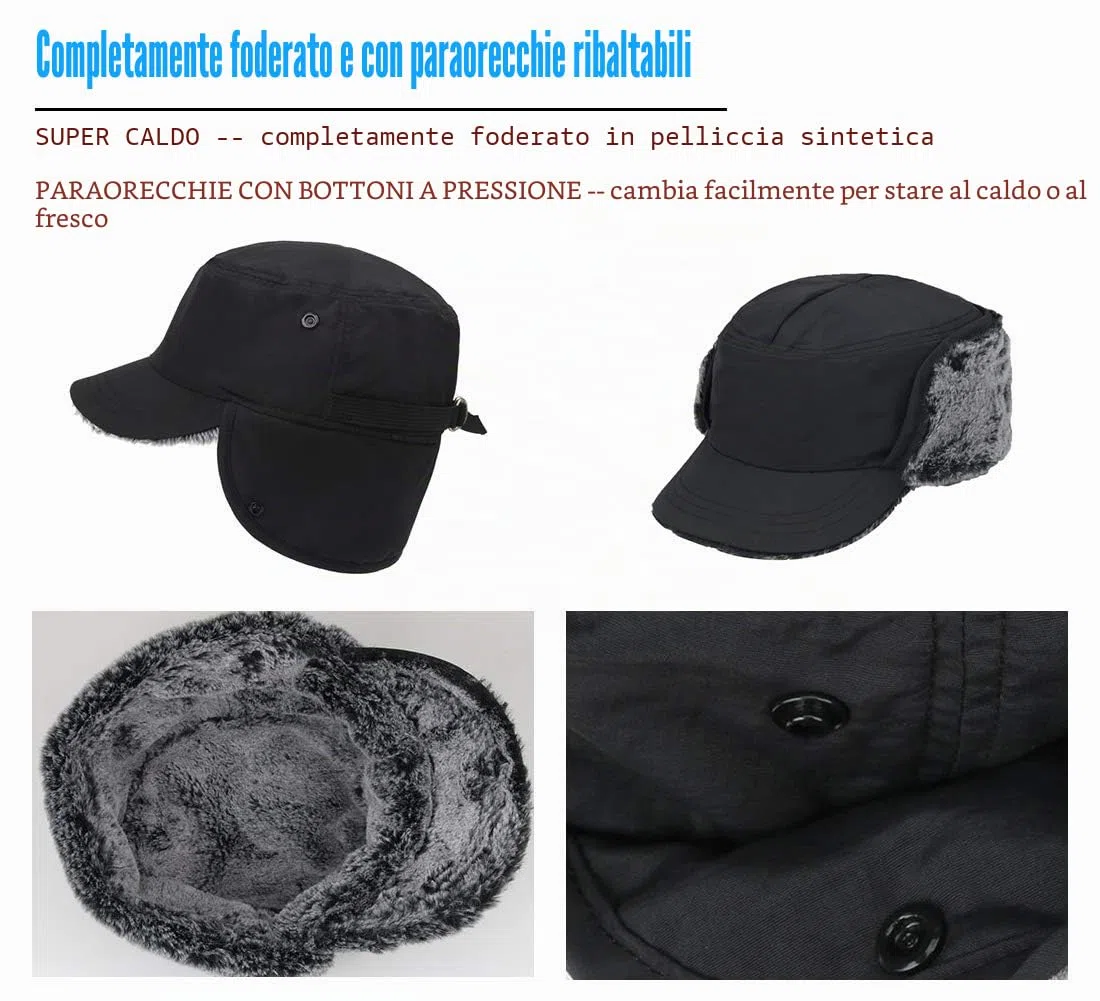 Gisdanchz Cappelli Invernali con Visiera e Paraorecchie - Foderato in Pelliccia Sintetica