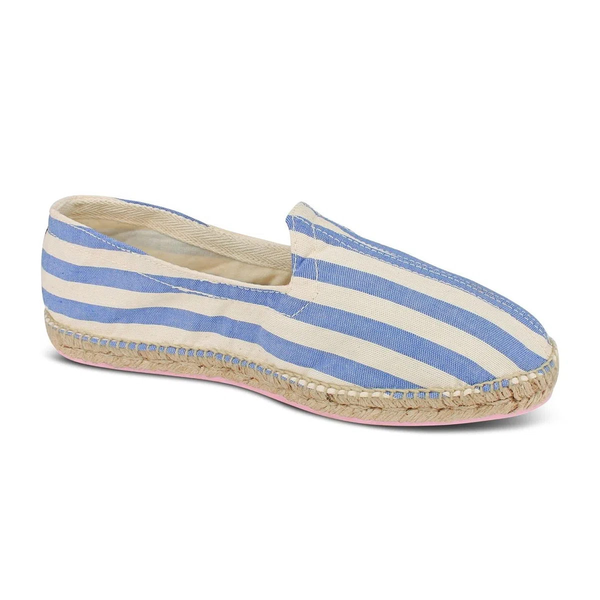 weltenmann Corralejo – Espadrillas Slip-on a Colore a Strisce Larghe in Cotone con Borsa di Stoffa, 41-46, Handmade in Spain