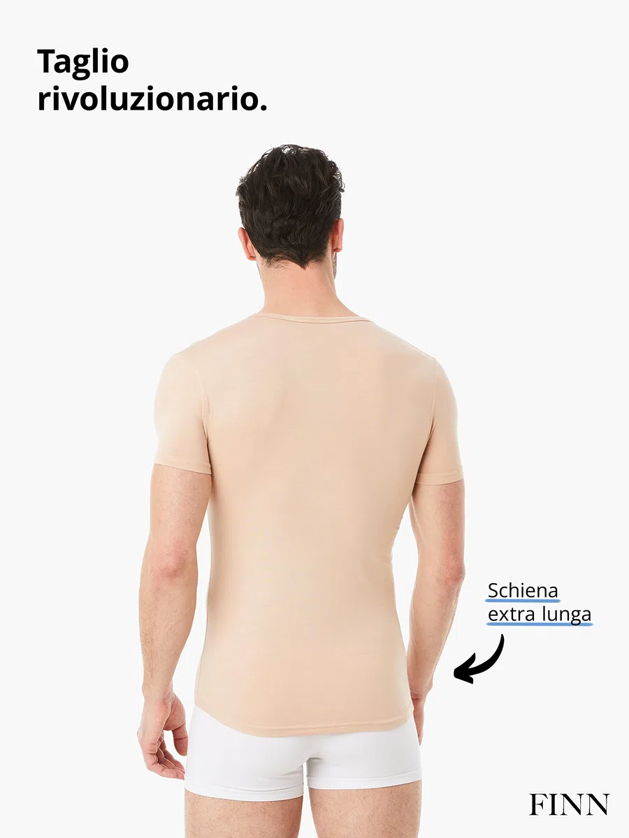 FINN Maglietta Intima Business Uomo a Manica Corta con Scollo a V - Maglia Sottogiacca in Originale Tessuto Lenzing® Modal - La T-Shirt Perfetta sotto Camicia e Abito