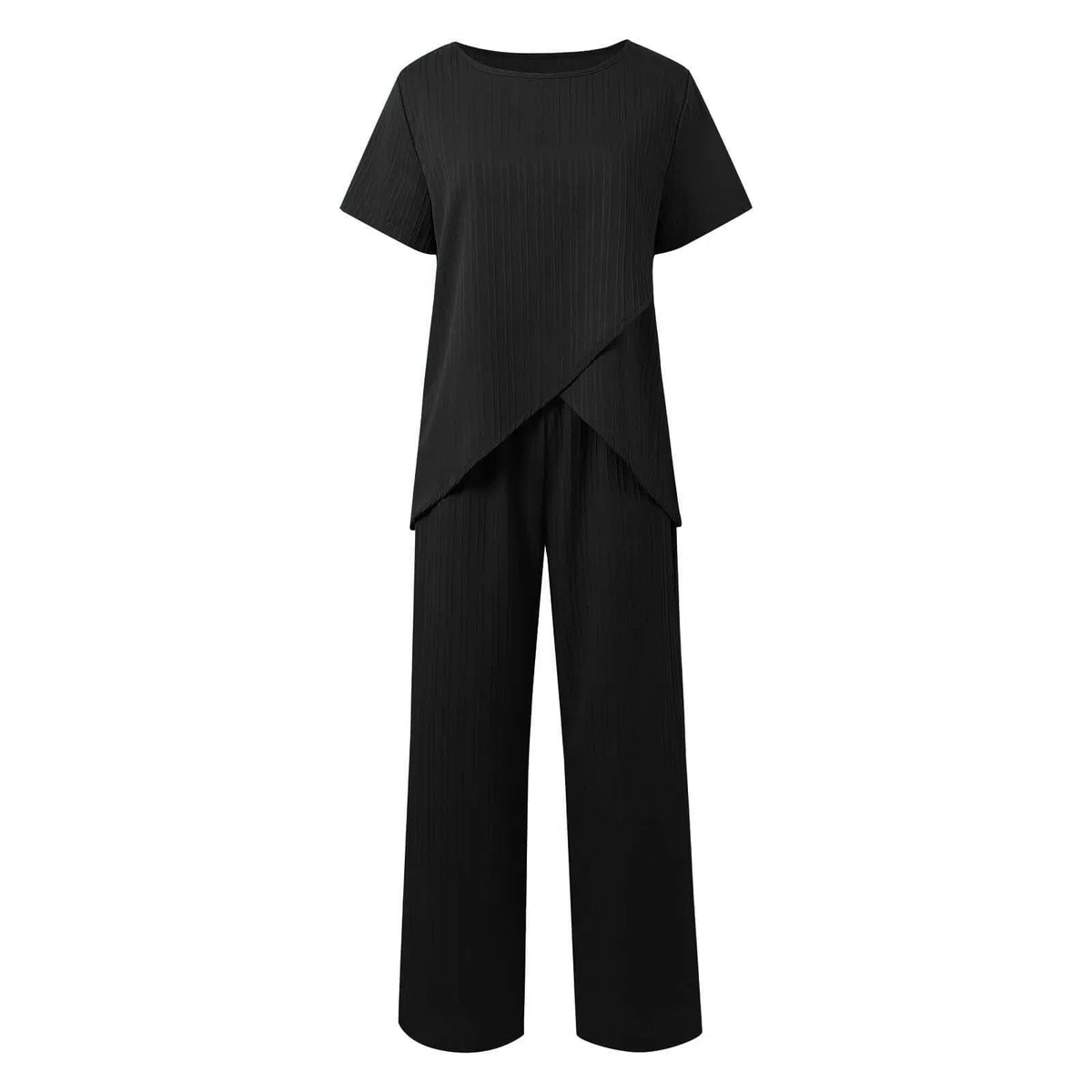 Generico Completo Estivo Donna Lino Tailleur Donna Estiva Maniche Corte Scollo a V Tuta Completa Lino e Cotone Completi Set Casual Relax Corte Top e Pantaloni Estivi da Casa Ideale Per le Vacanza